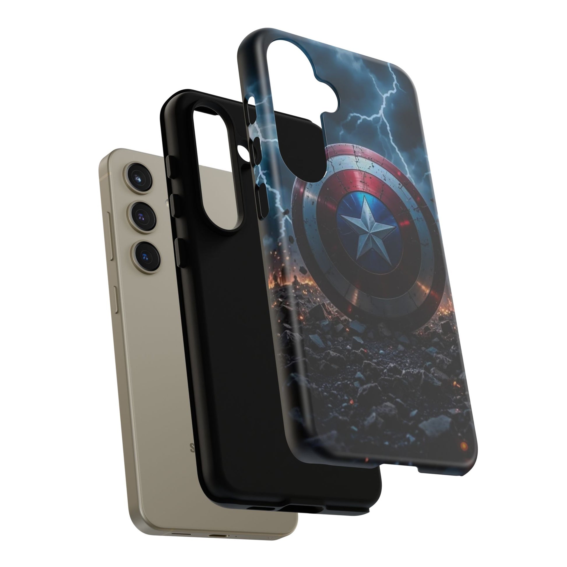 Captain America Shield Tough Cases for iPhones, Samsung, and Pixel