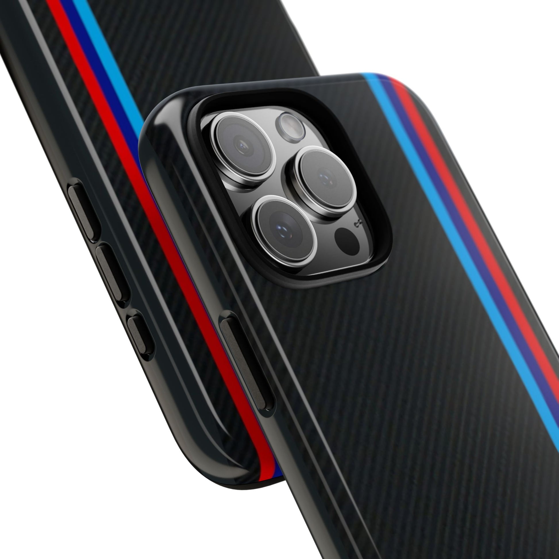BMW M Stripes Carbon Fiber Design Tough Cases for iPhones, Samsung, and Pixel
