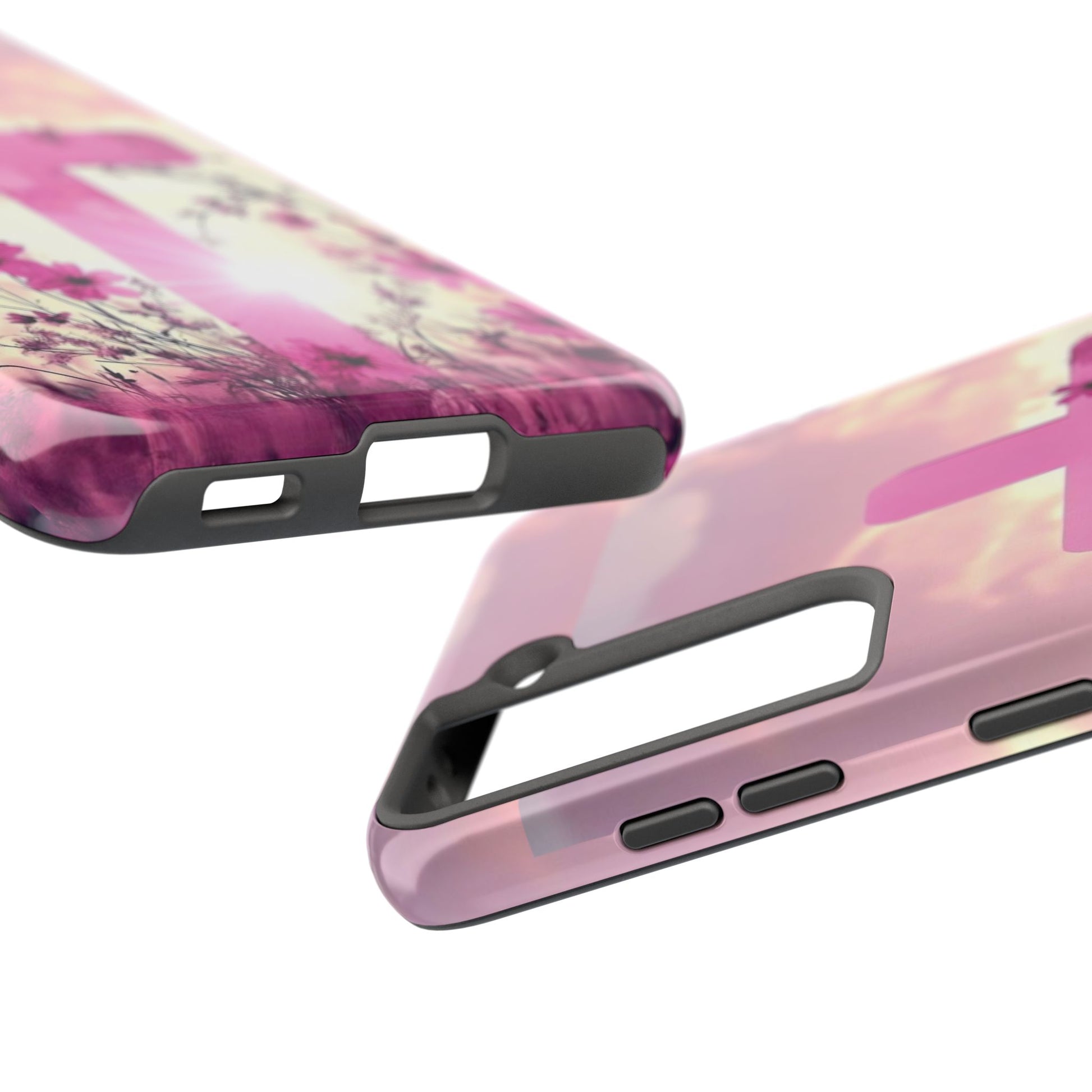 Pink Cross in Field Christian Theme Phone Cases for iPhones & Samsung Phones