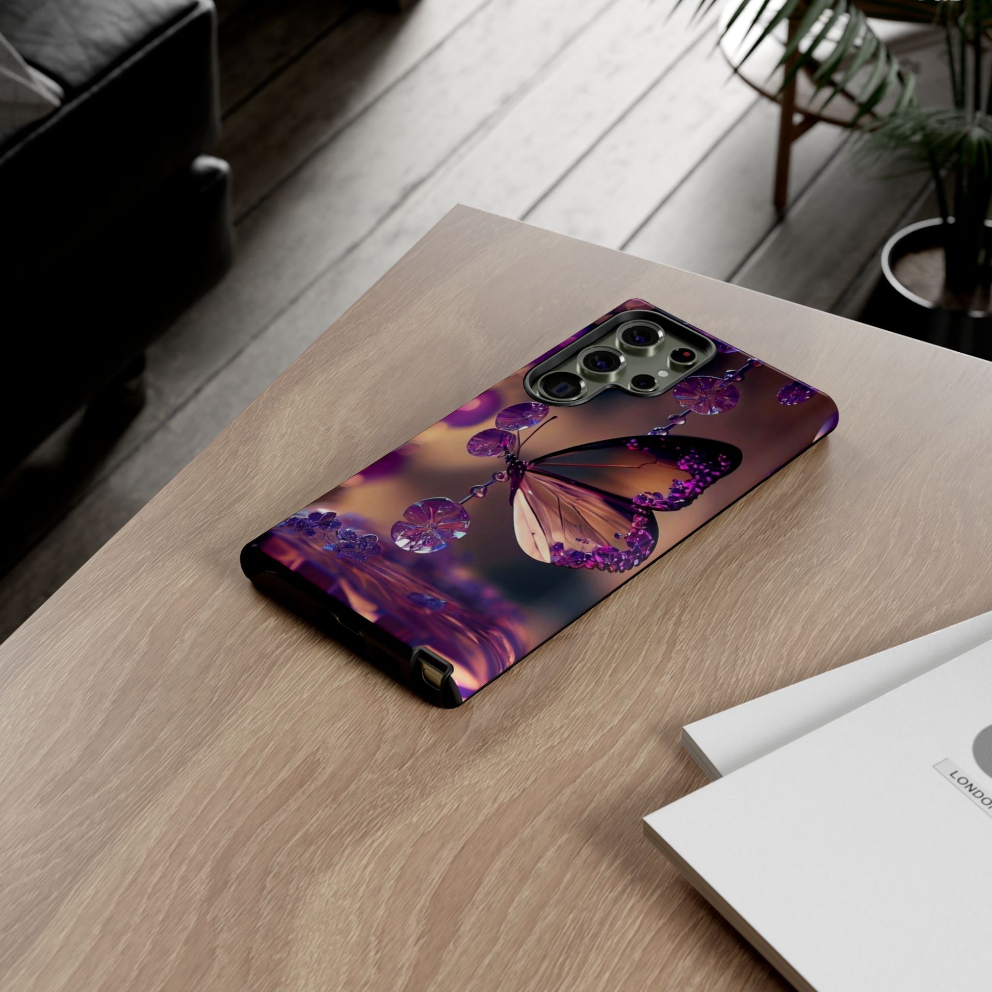 Purple Butterfly Tough Cases for iPhones, Samsung, and Pixel