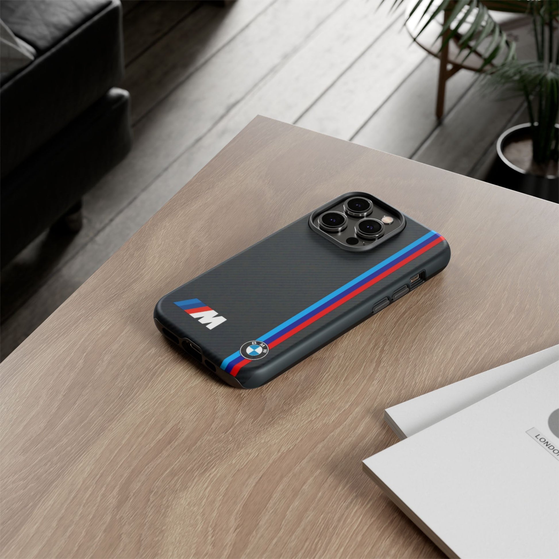 BMW M Stripes Carbon Fiber Design Tough Cases for iPhones, Samsung, and Pixel