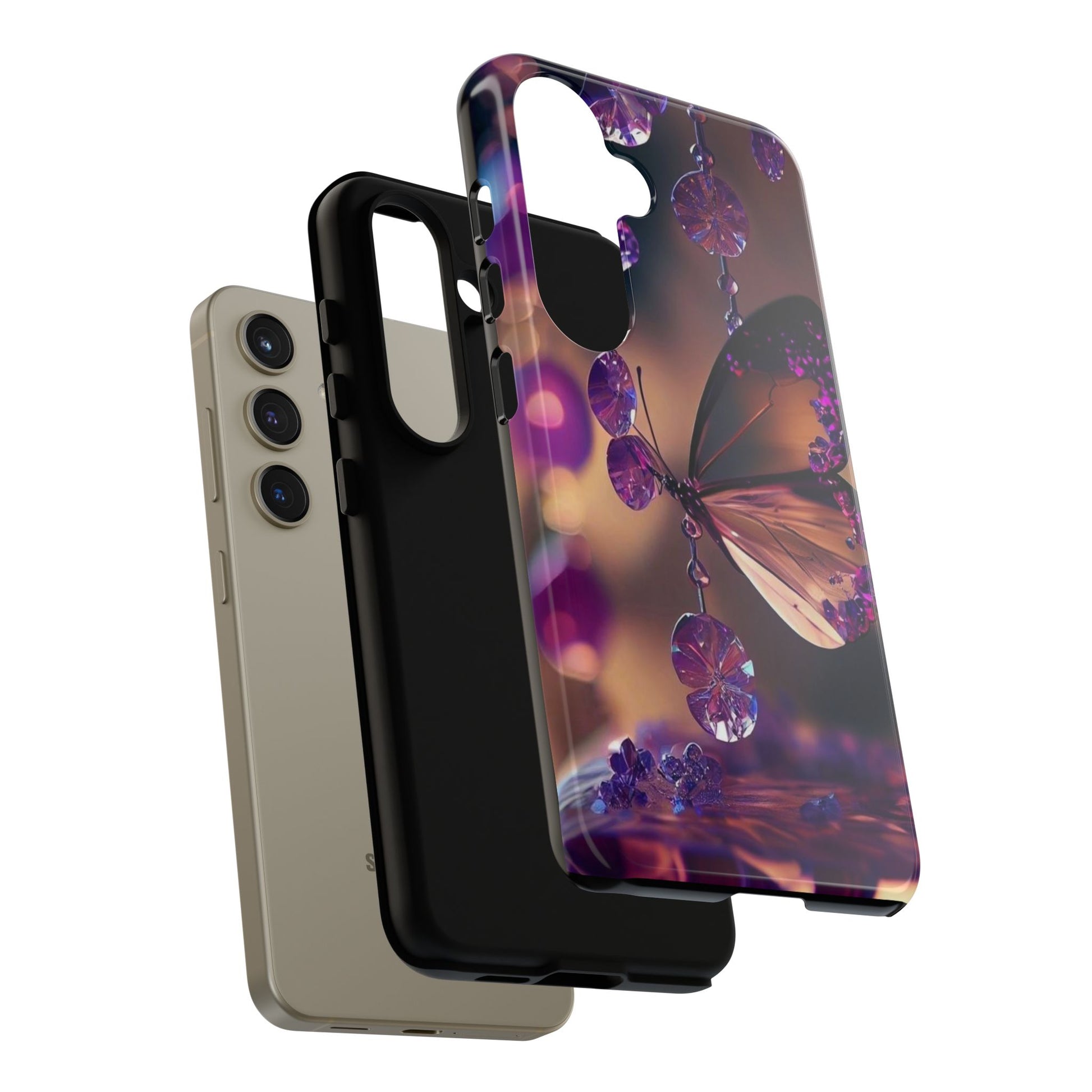 Purple Butterfly Tough Cases for iPhones, Samsung, and Pixel