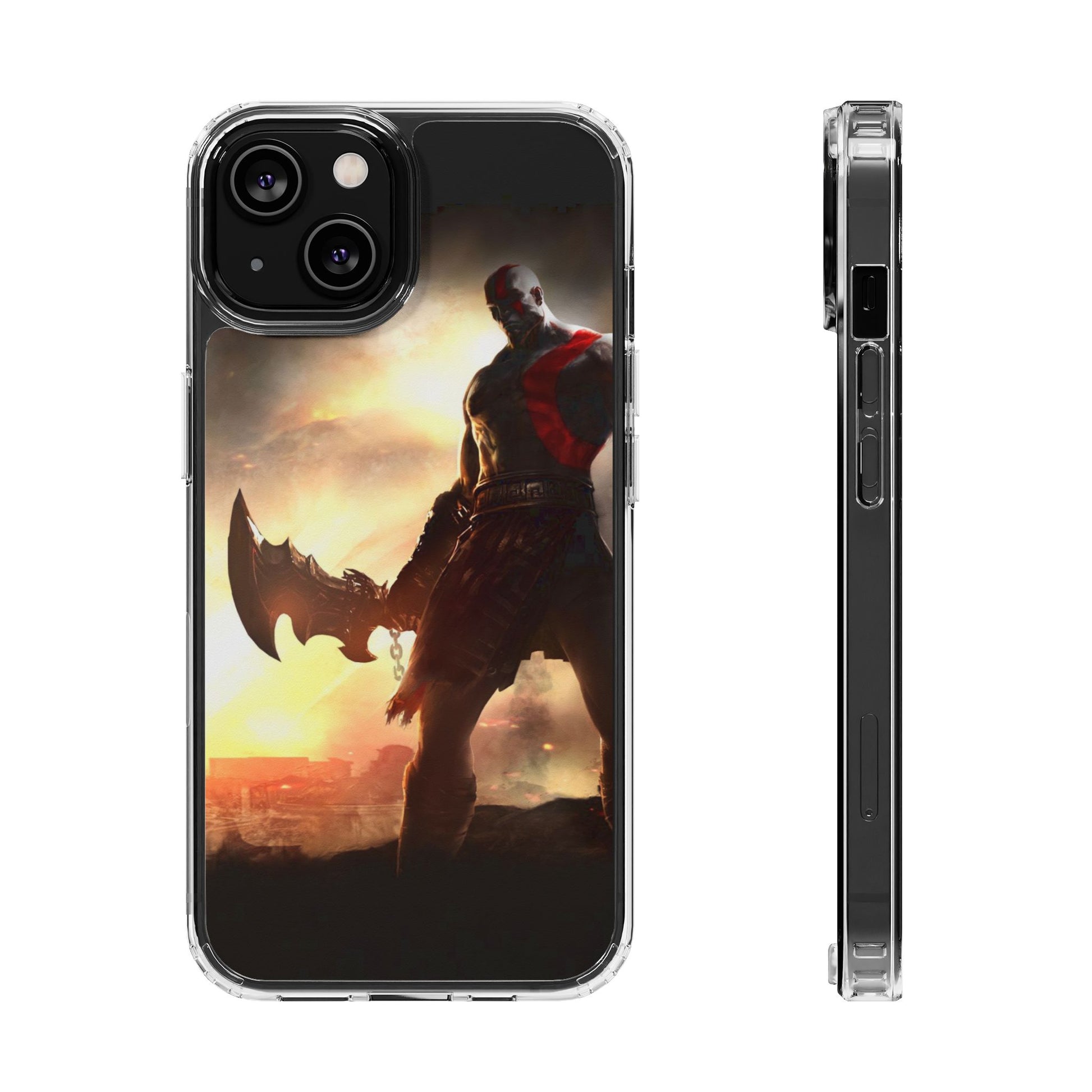 Phone Case, Gaming Inspired War God Clear Case for Gamers, PS4 Fans,