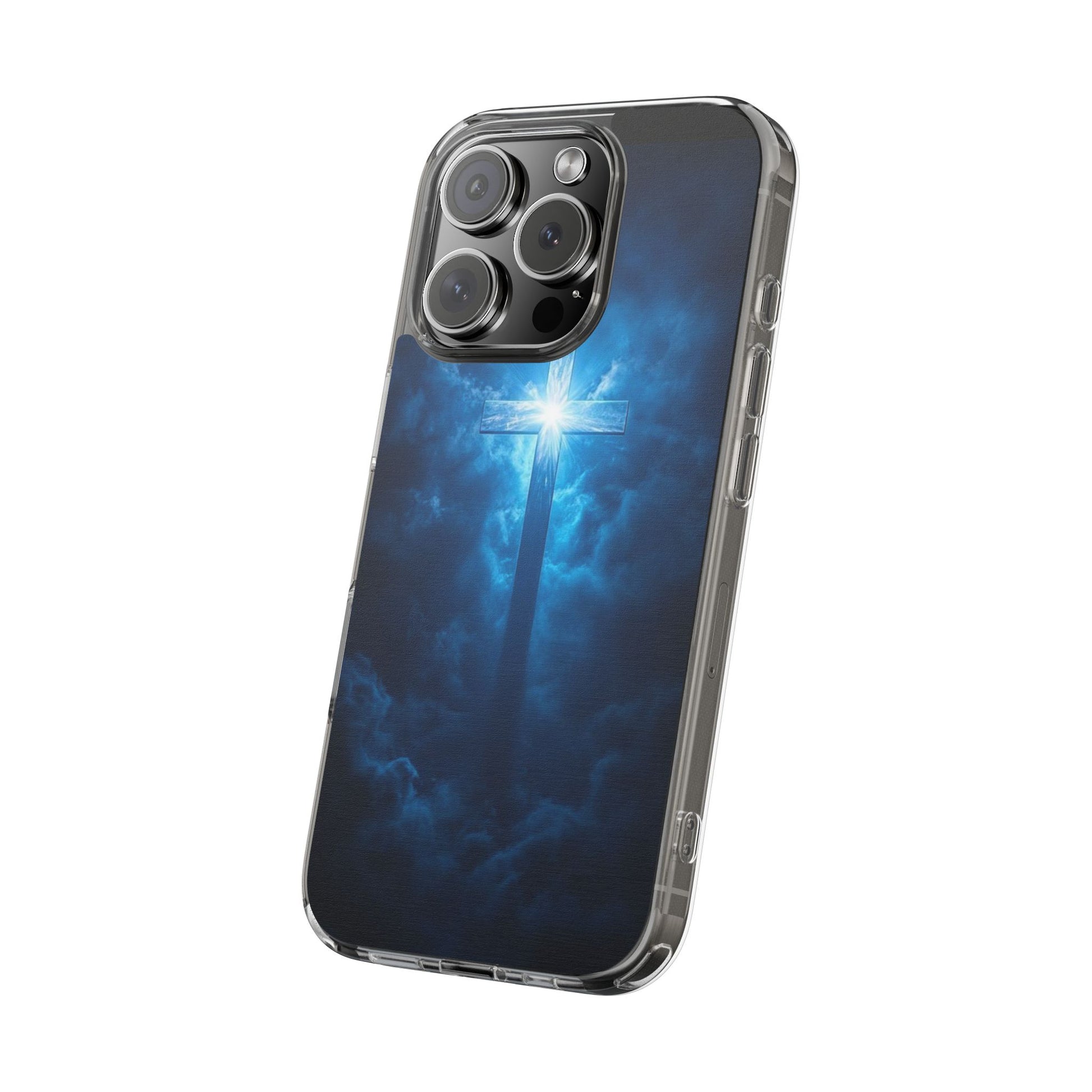 Religious Phone Case, Christian Cross in Clouds Art, Phone Accessories, Samsung
