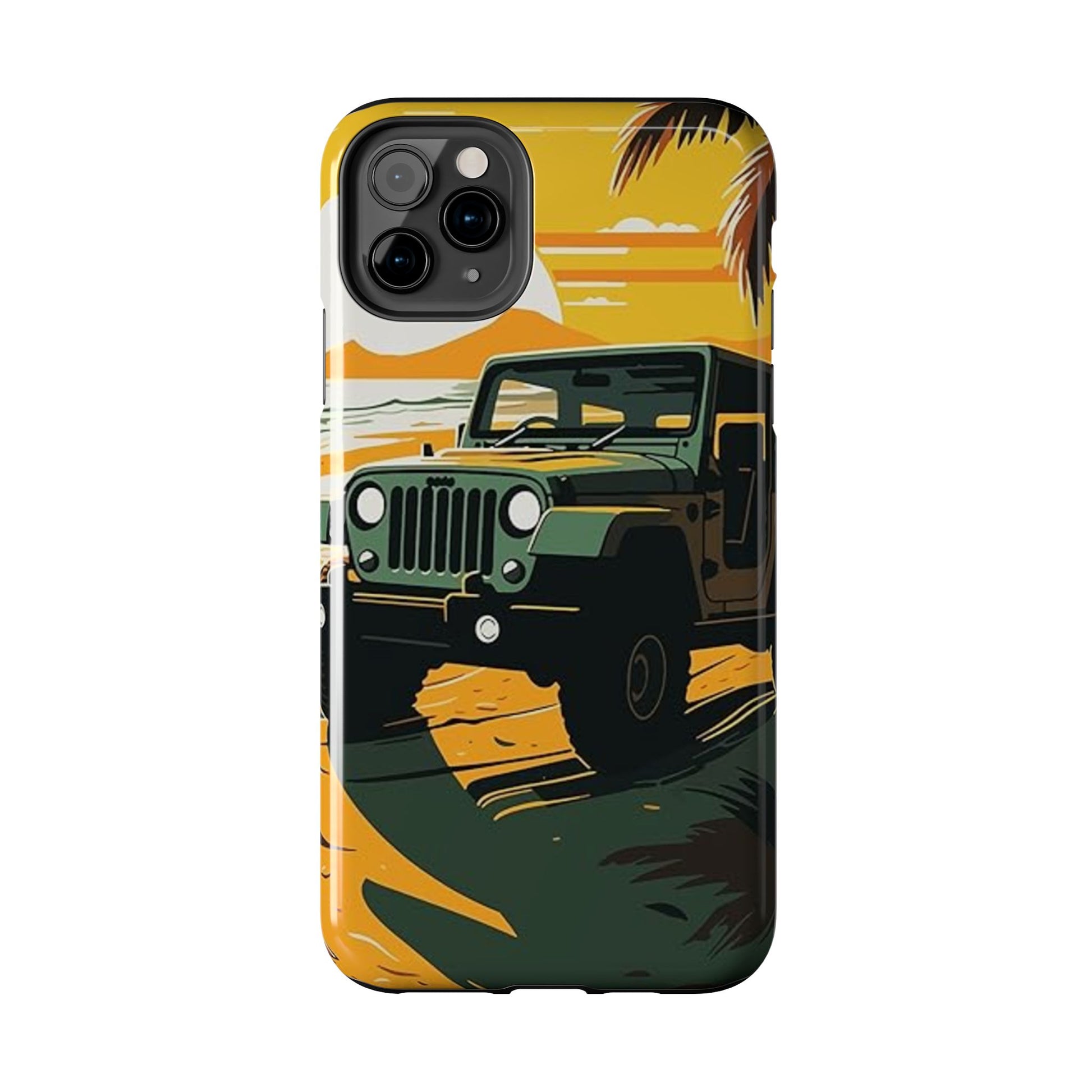 Jeep on Beach Artistic Tough Phone Cases for Iphones & Samsung Phones Durable