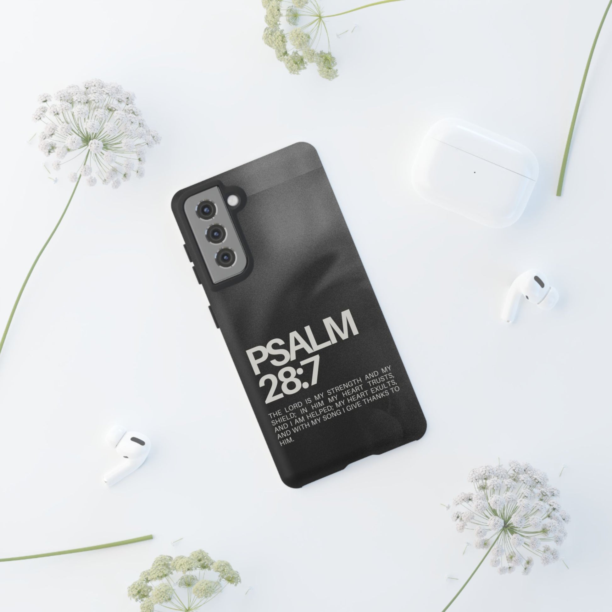 Christian Themed Psalms 28:7 Phone Case, Tough Cases for iPhones, Samsung, and Pixel