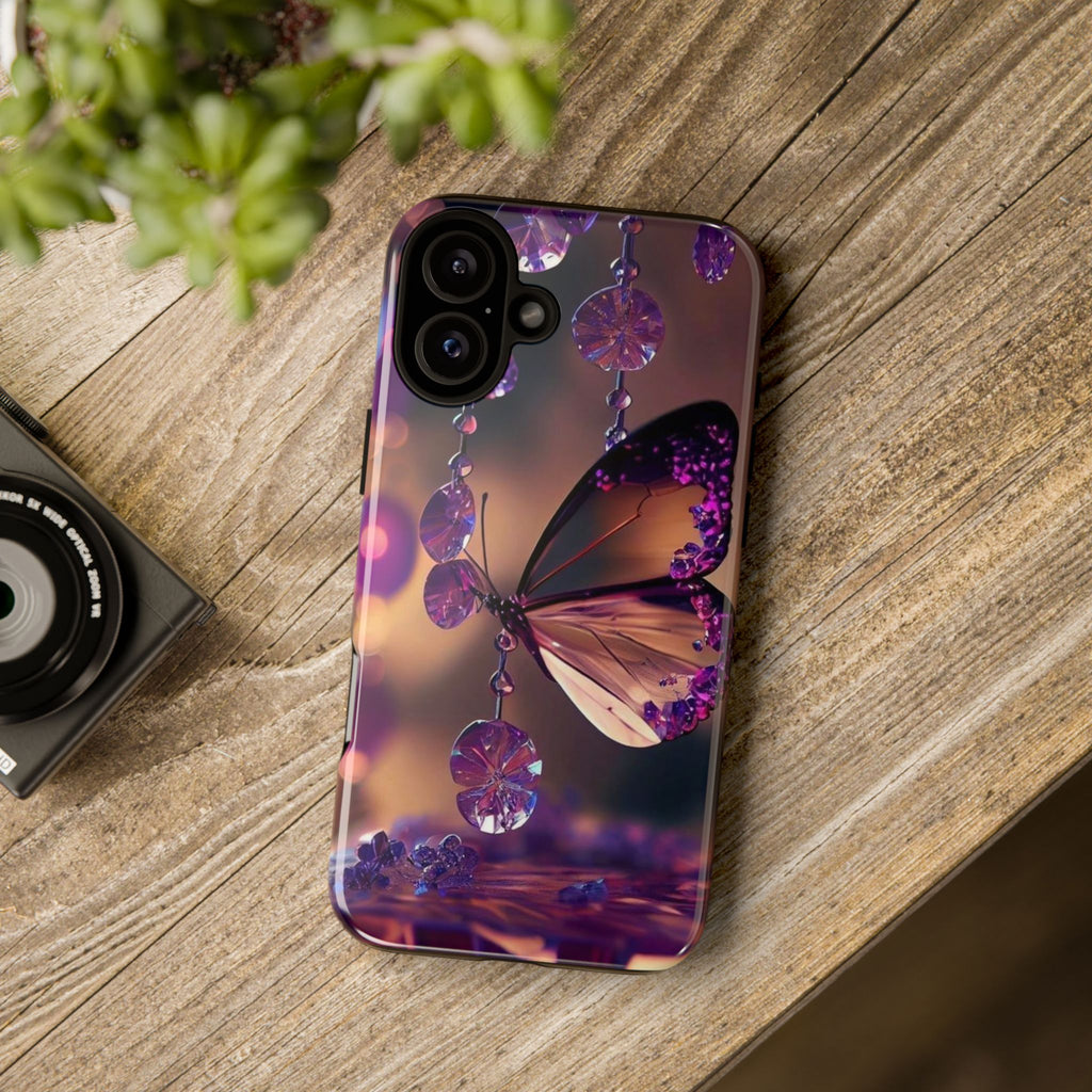 Purple Butterfly Tough Cases for iPhones, Samsung, and Pixel