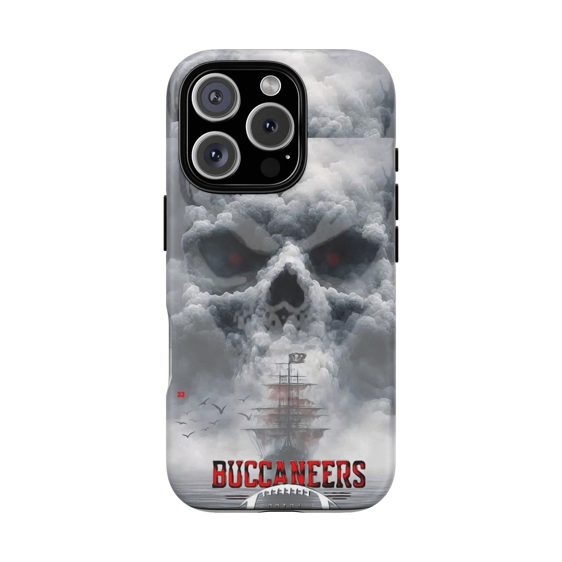 Skull Pirate Ship Football Buccaneers Tough Cases for iPhones, Samsung, and Pixel