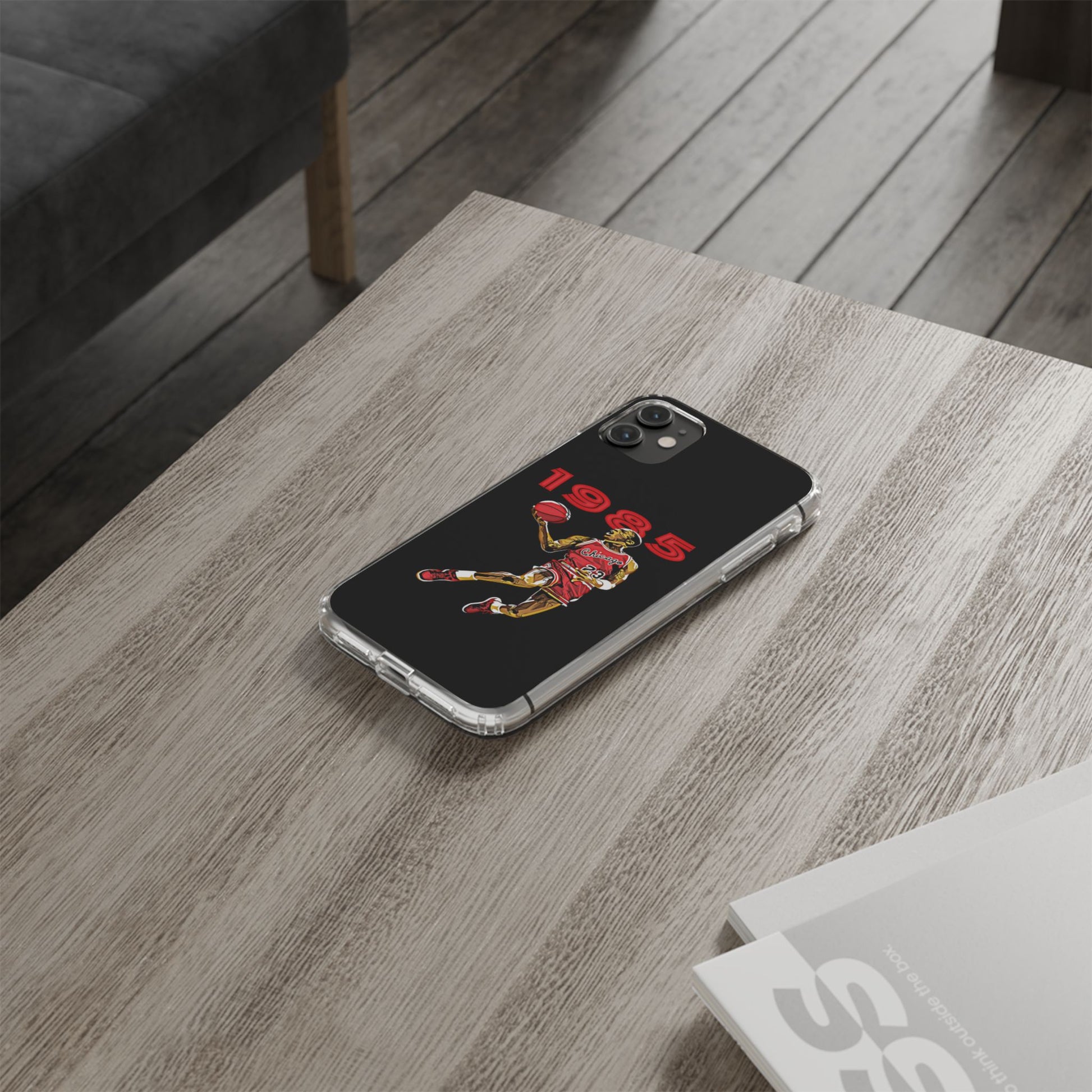 1985 Jordan Slam Dunk themed Basketball Inspired design Clear Phone Cases