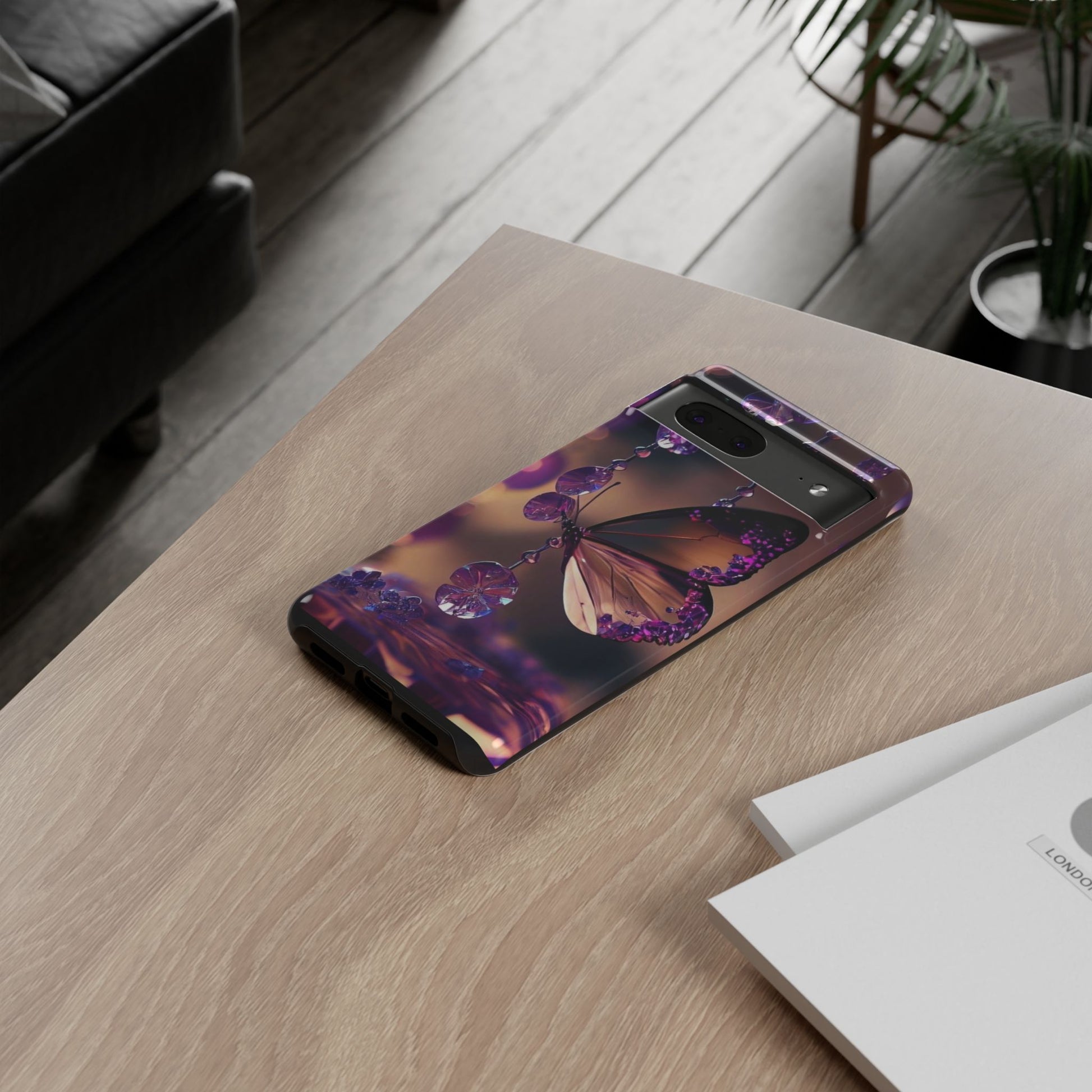 Purple Butterfly Tough Cases for iPhones, Samsung, and Pixel