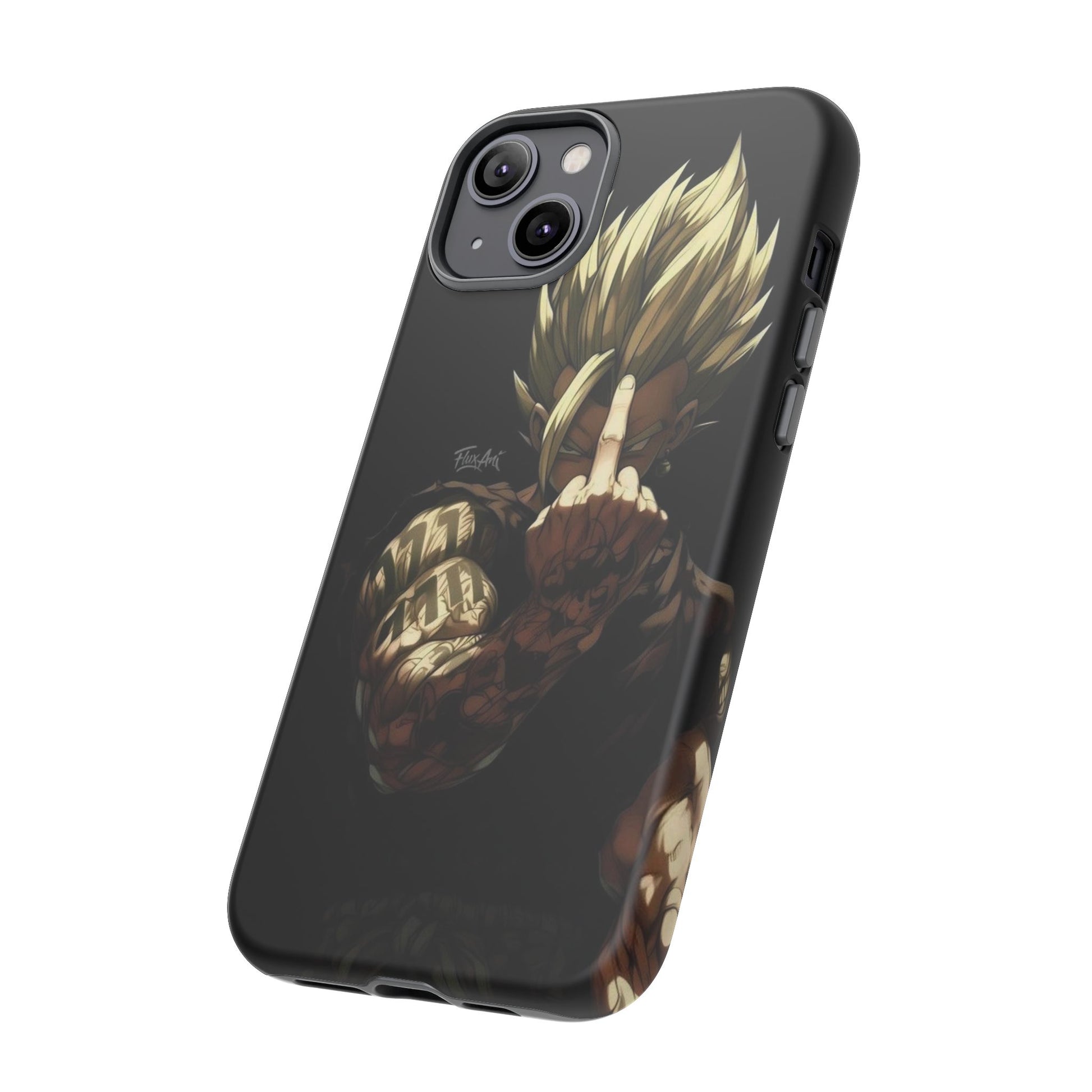 Middle Finger SS Goku Dragon Ball Z Tough Cases for iPhones, Samsung, and Pixel