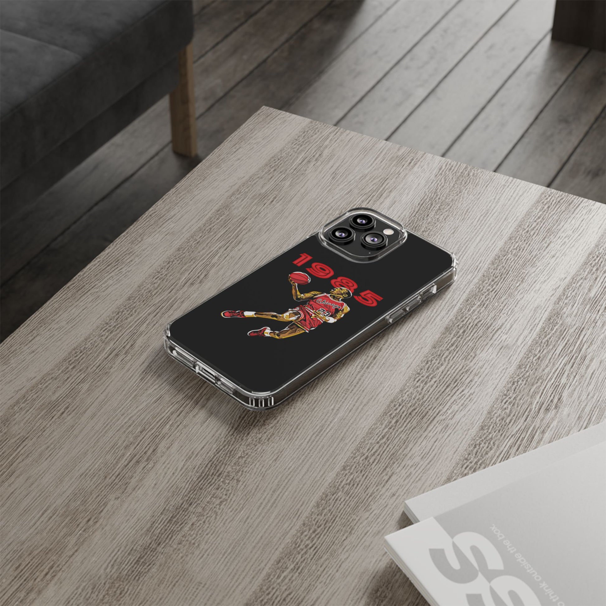 1985 Jordan Slam Dunk themed Basketball Inspired design Clear Phone Cases