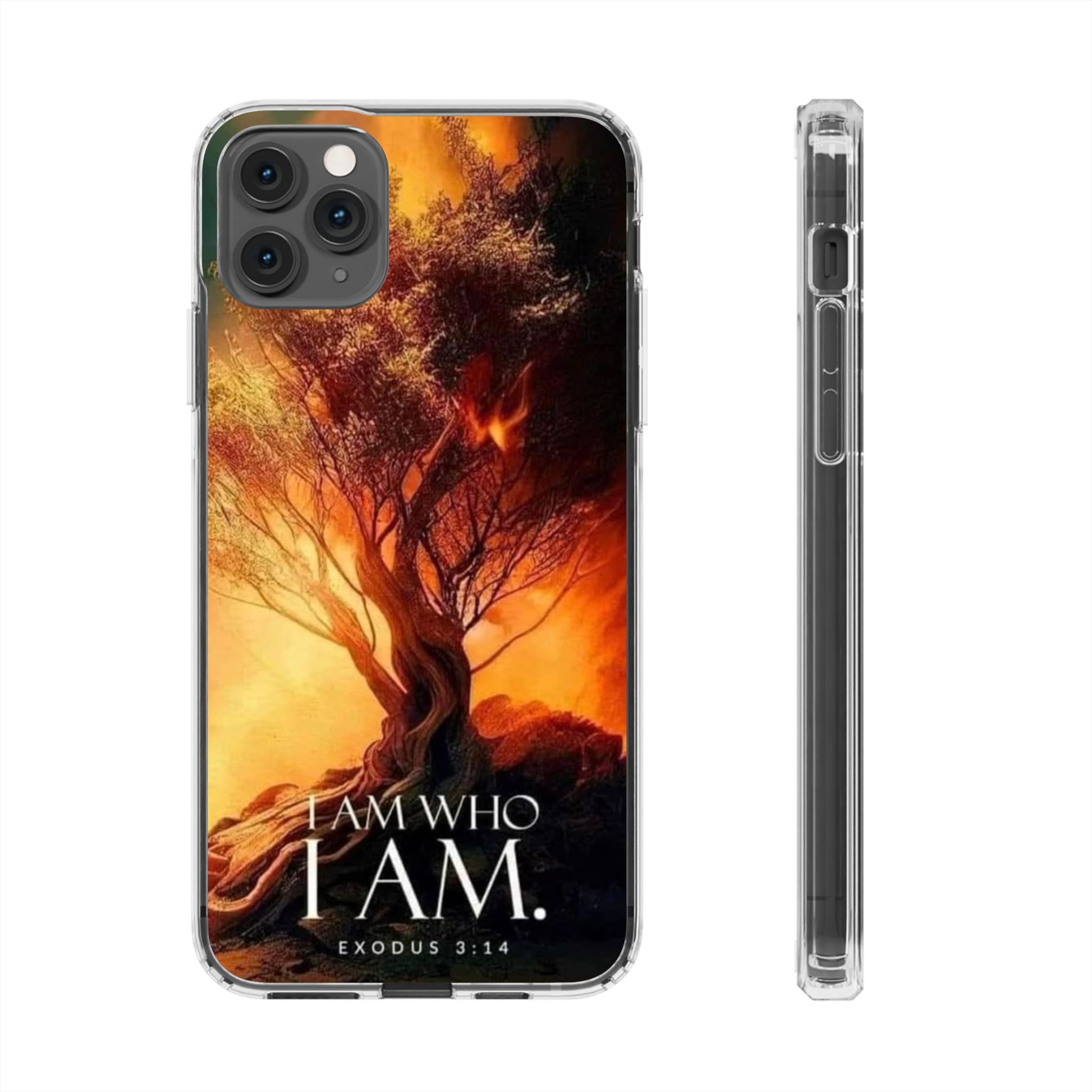 Phone Case, I Am Who I Am Bible Verse Clear Case for Iphone Samsung, Religious