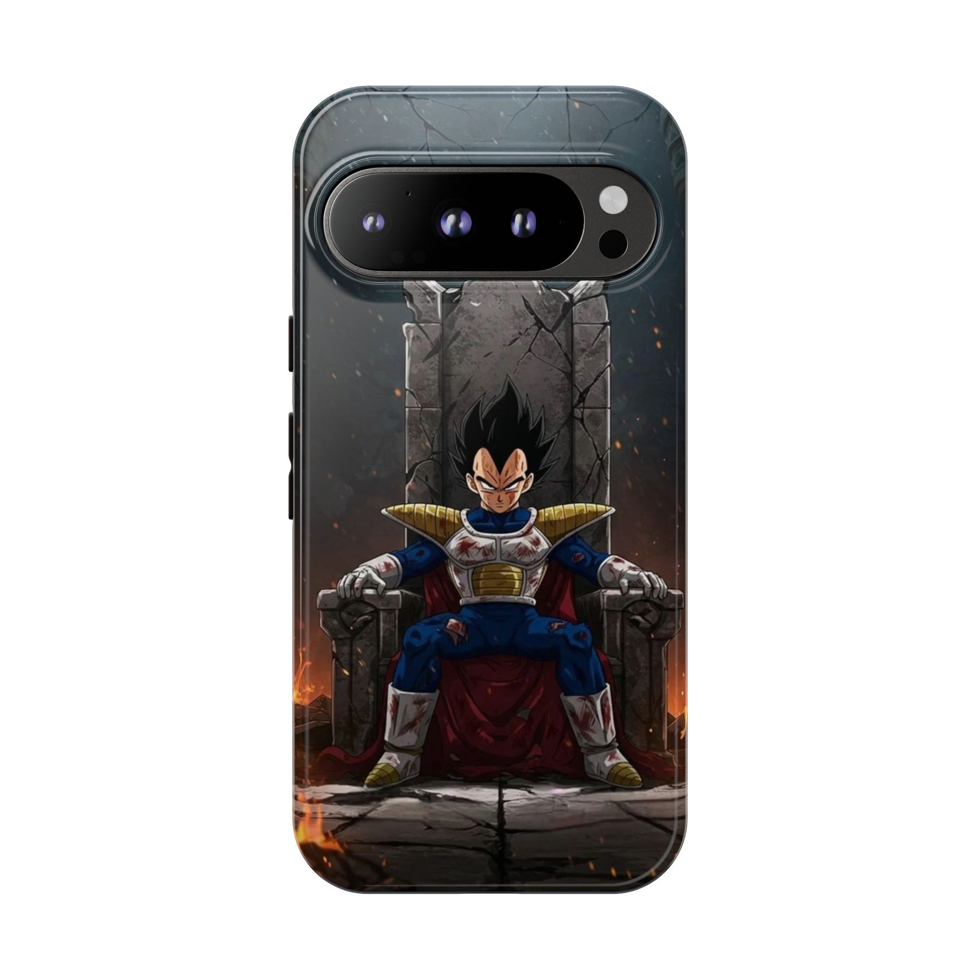 Vegeta on Throne DBZ Theme Tough Cases for iPhones, Samsung, and Pixel