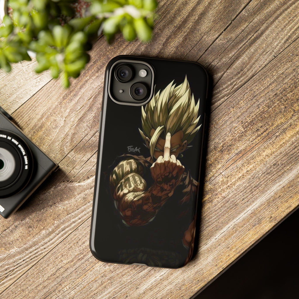 Middle Finger SS Goku Dragon Ball Z Tough Cases for iPhones, Samsung, and Pixel