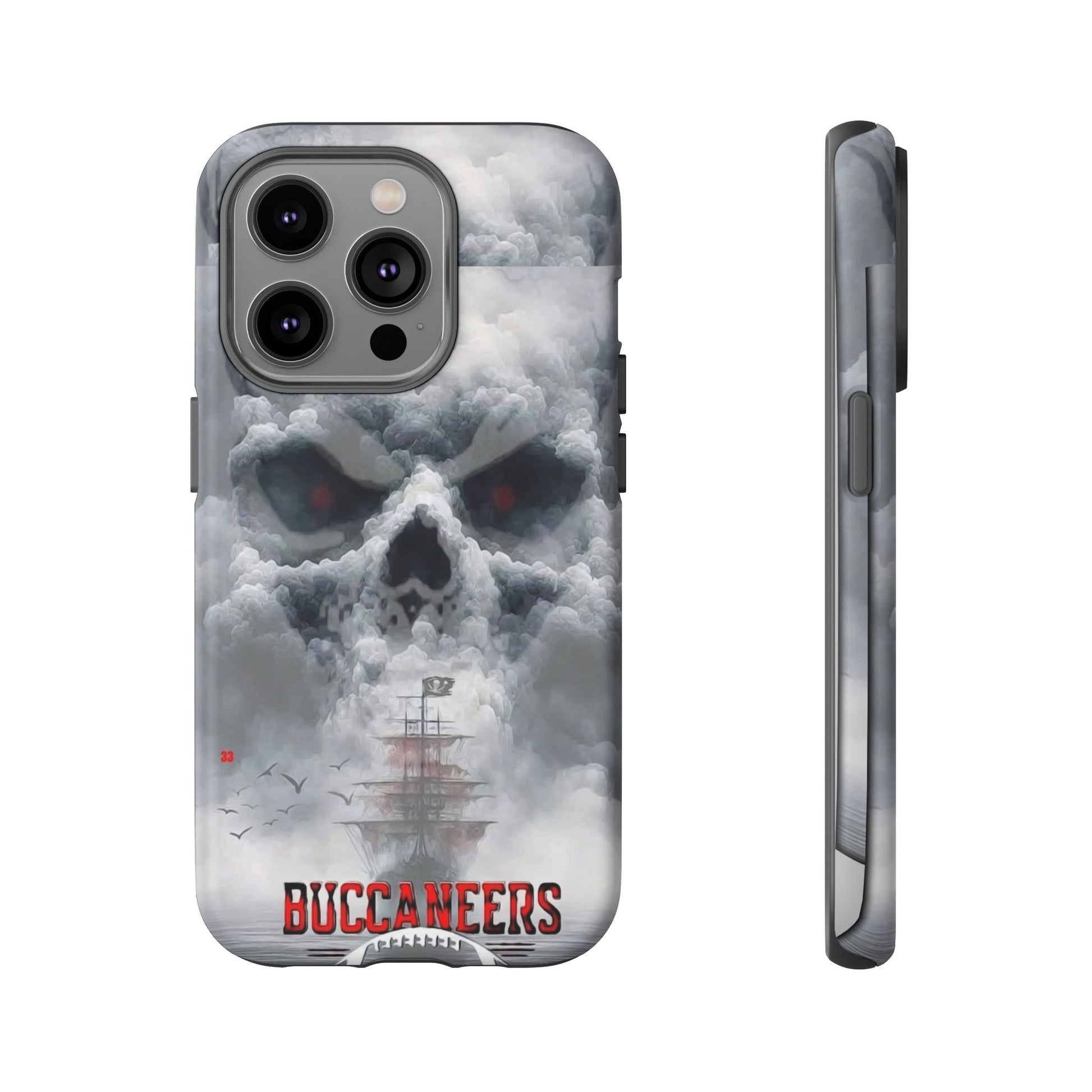 Skull Pirate Ship Football Buccaneers Tough Cases for iPhones, Samsung, and Pixel