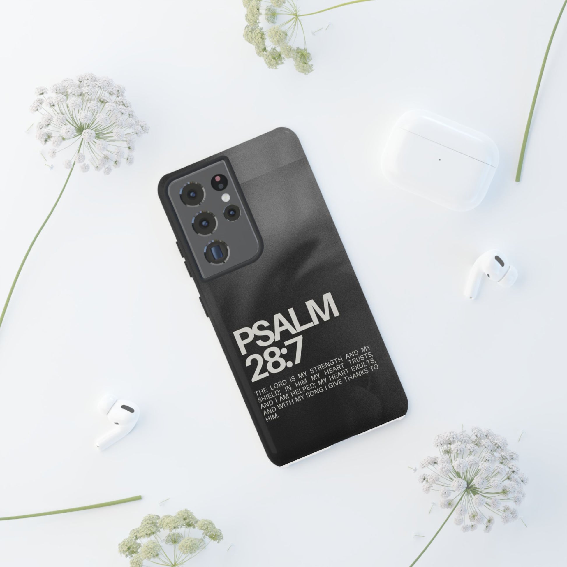 Christian Themed Psalms 28:7 Phone Case, Tough Cases for iPhones, Samsung, and Pixel