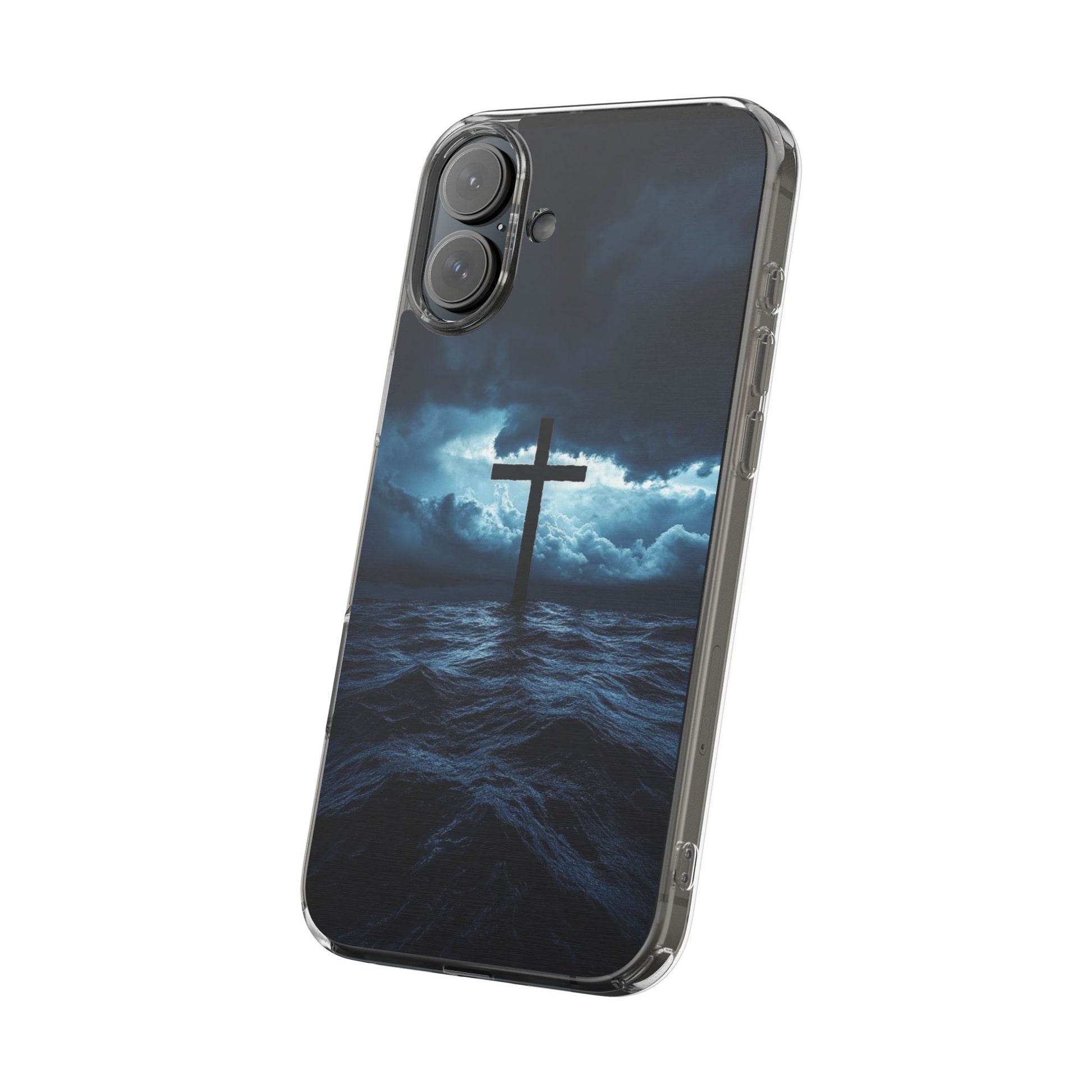 Christian Cross Storm Clear Case - Religious iPhone Samsung Cover, Faith Phone