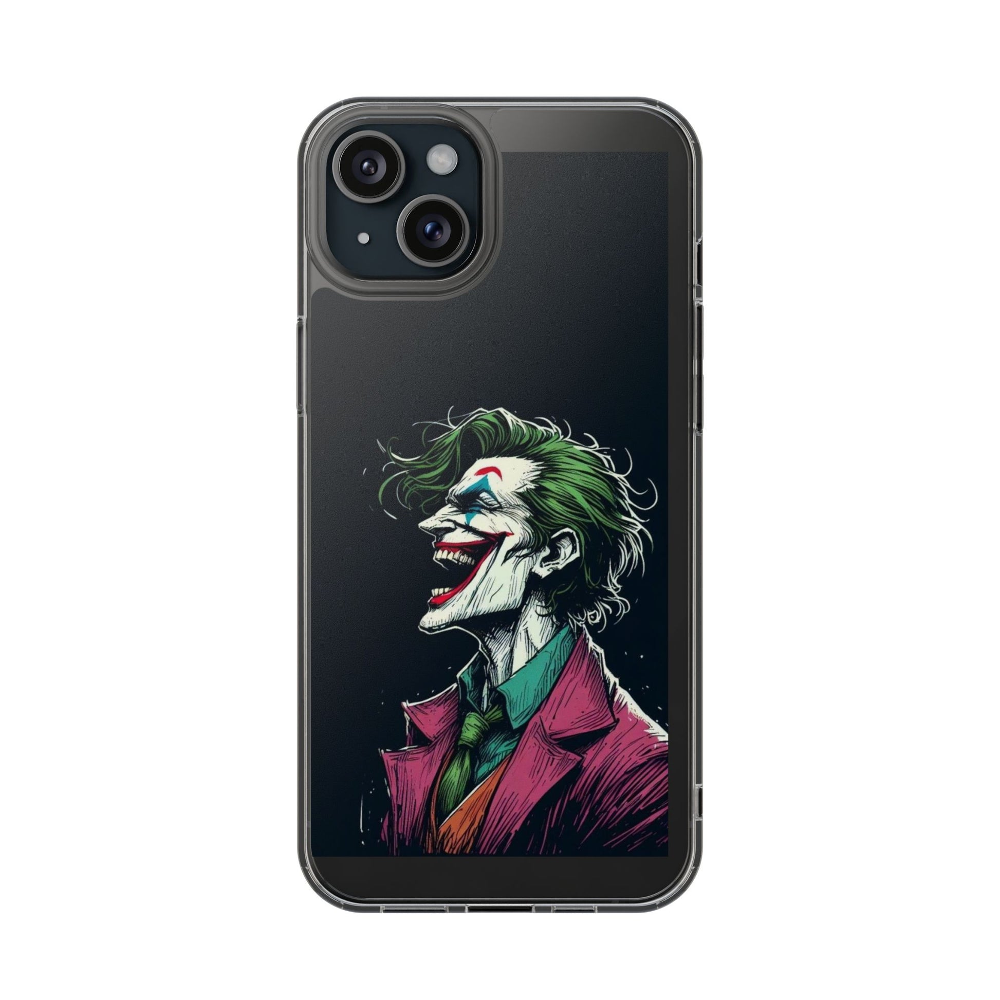 Phone Case, Comic book Inspired Design Joker Laughing, Clear Phone Cover