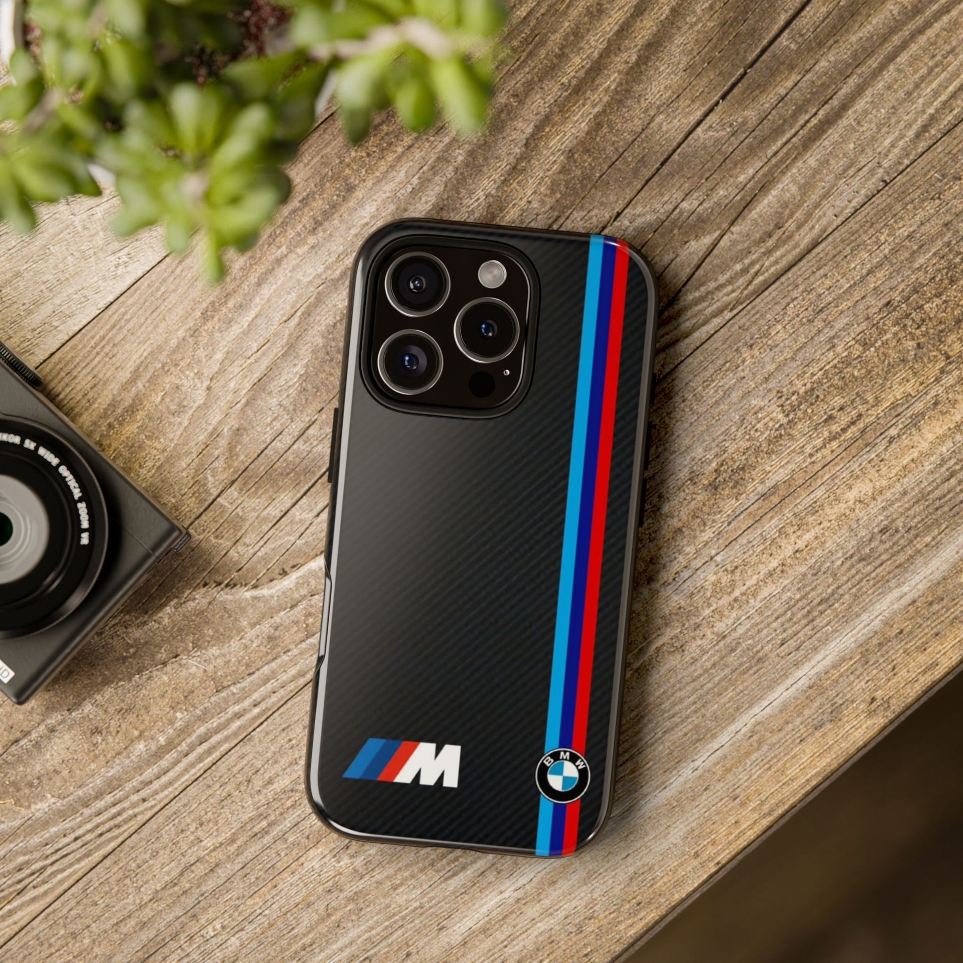 BMW M Stripes Carbon Fiber Design Tough Cases for iPhones, Samsung, and Pixel