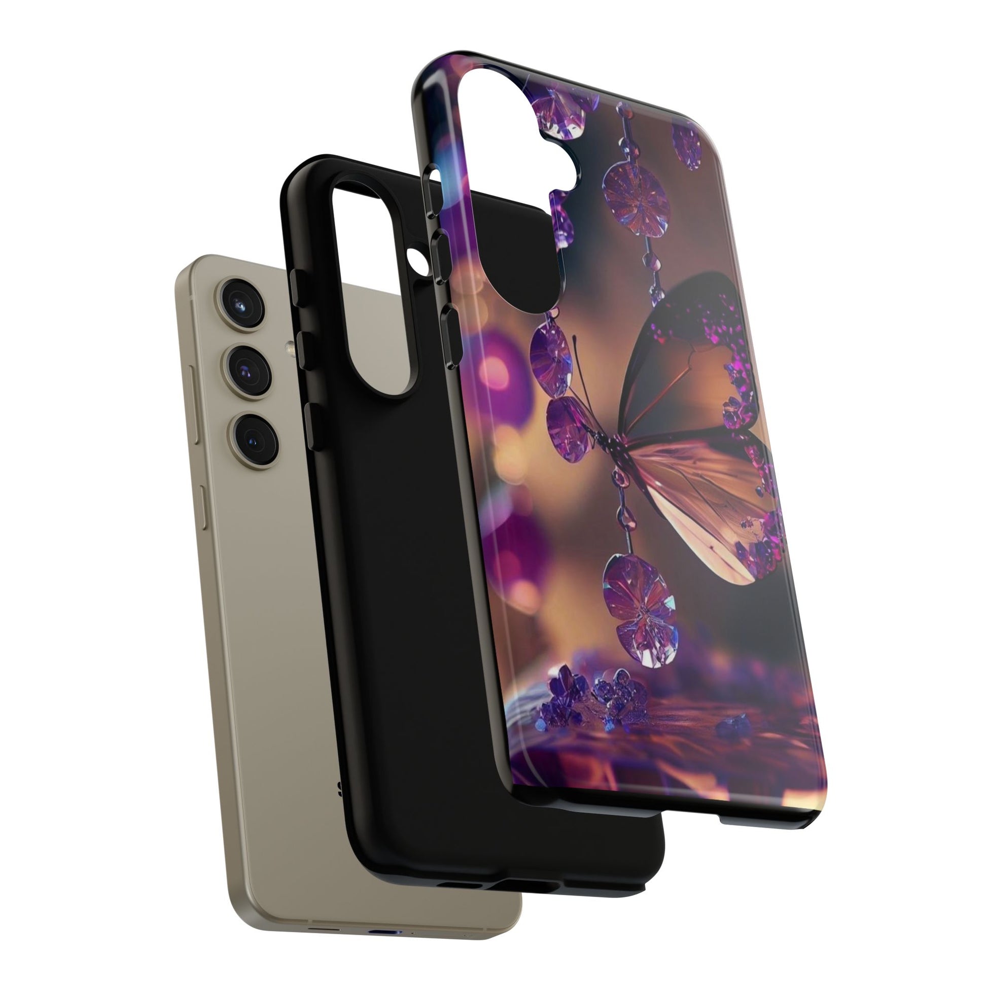 Purple Butterfly Tough Cases for iPhones, Samsung, and Pixel