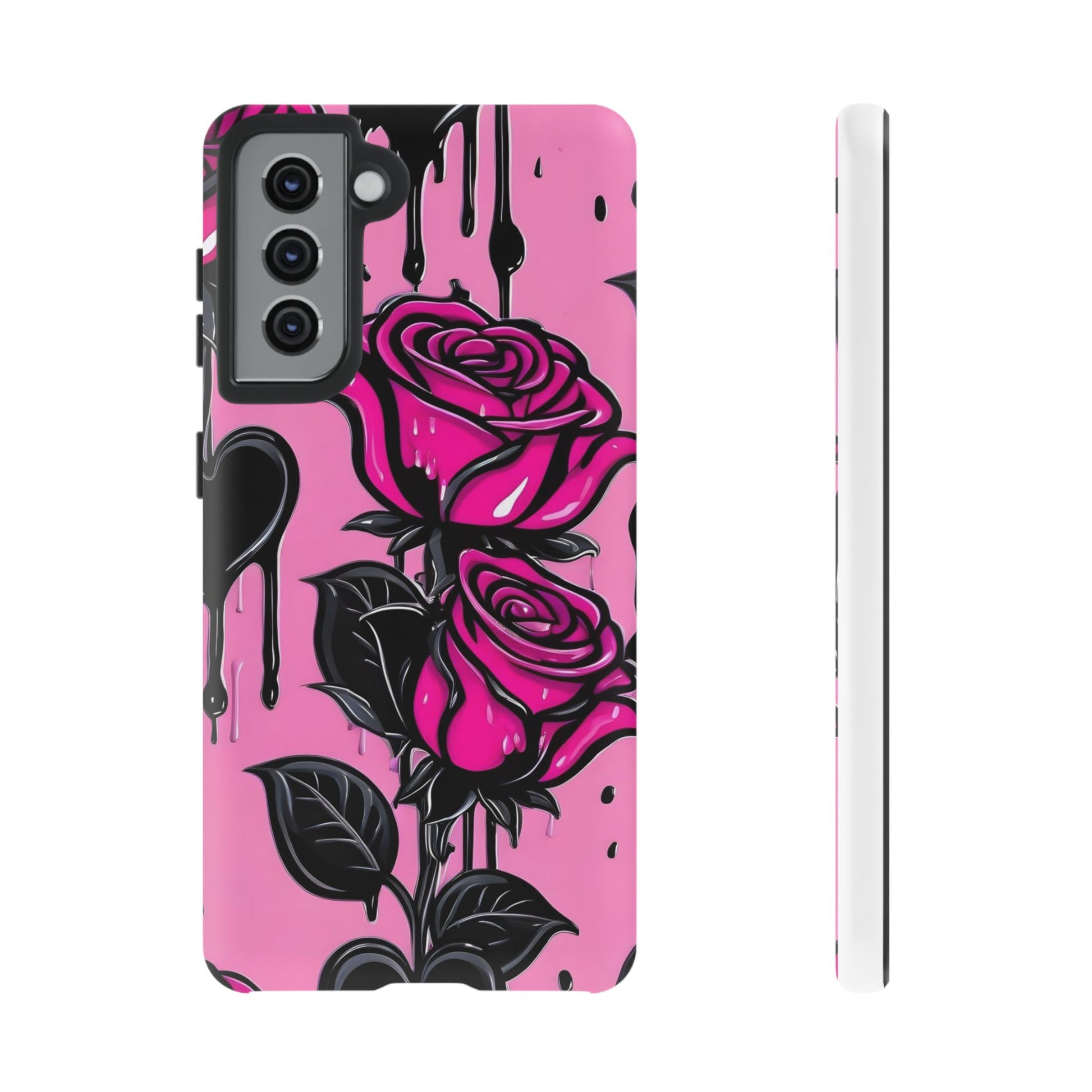 Pink Rose Tough Girly Cases for iPhones, Samsung, and Pixel