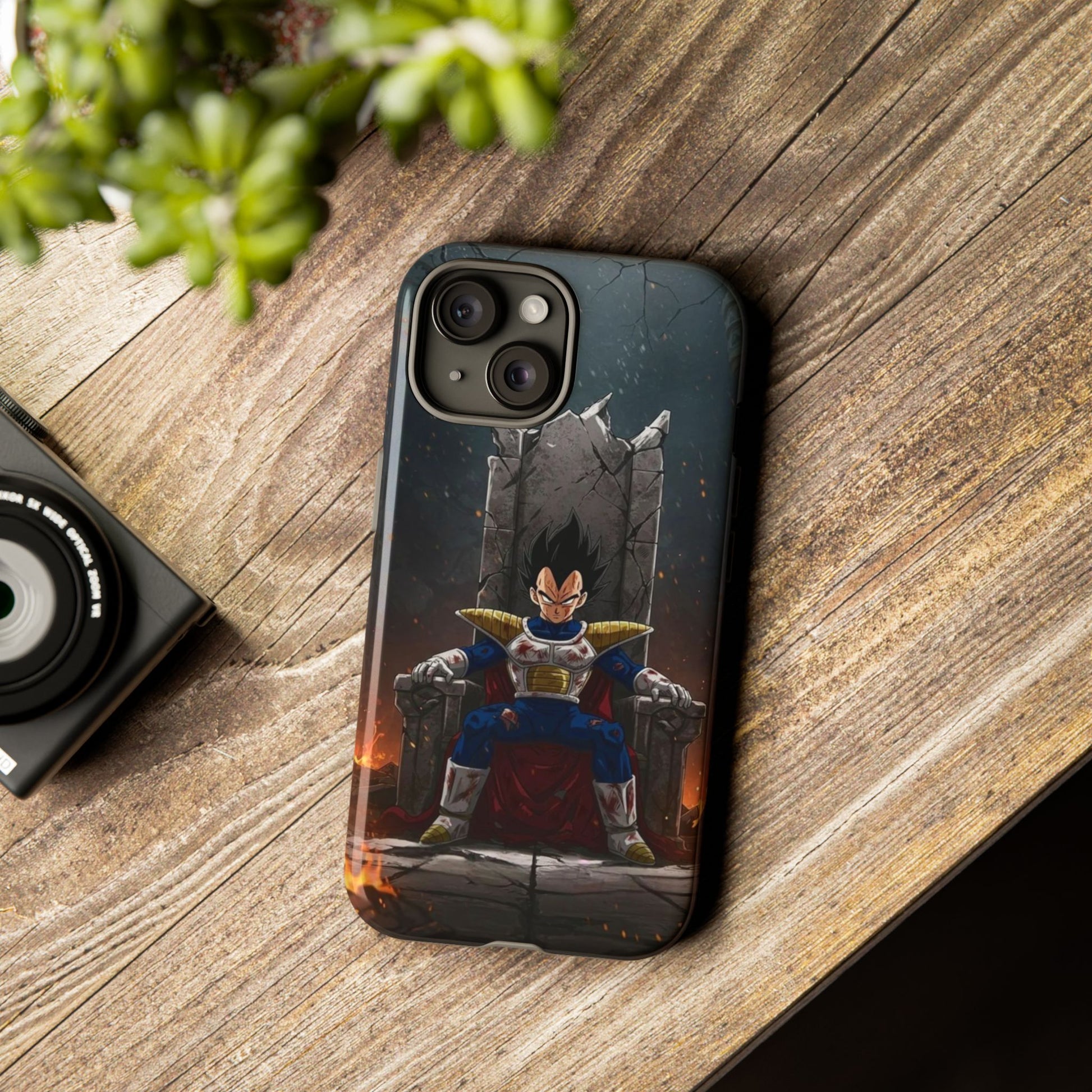 Vegeta on Throne DBZ Theme Tough Cases for iPhones, Samsung, and Pixel