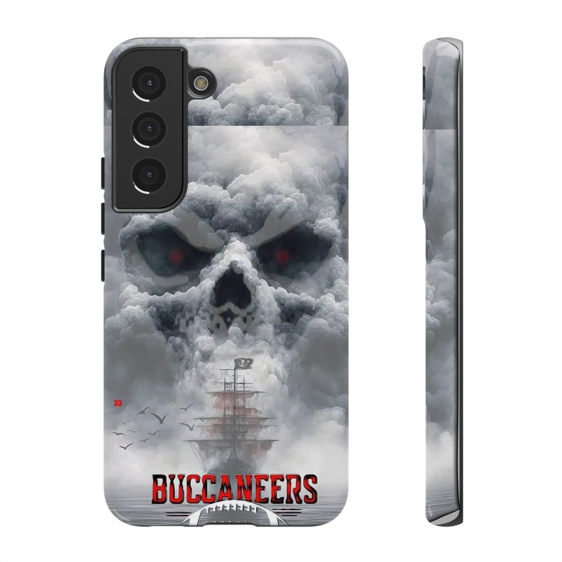 Skull Pirate Ship Football Buccaneers Tough Cases for iPhones, Samsung, and Pixel