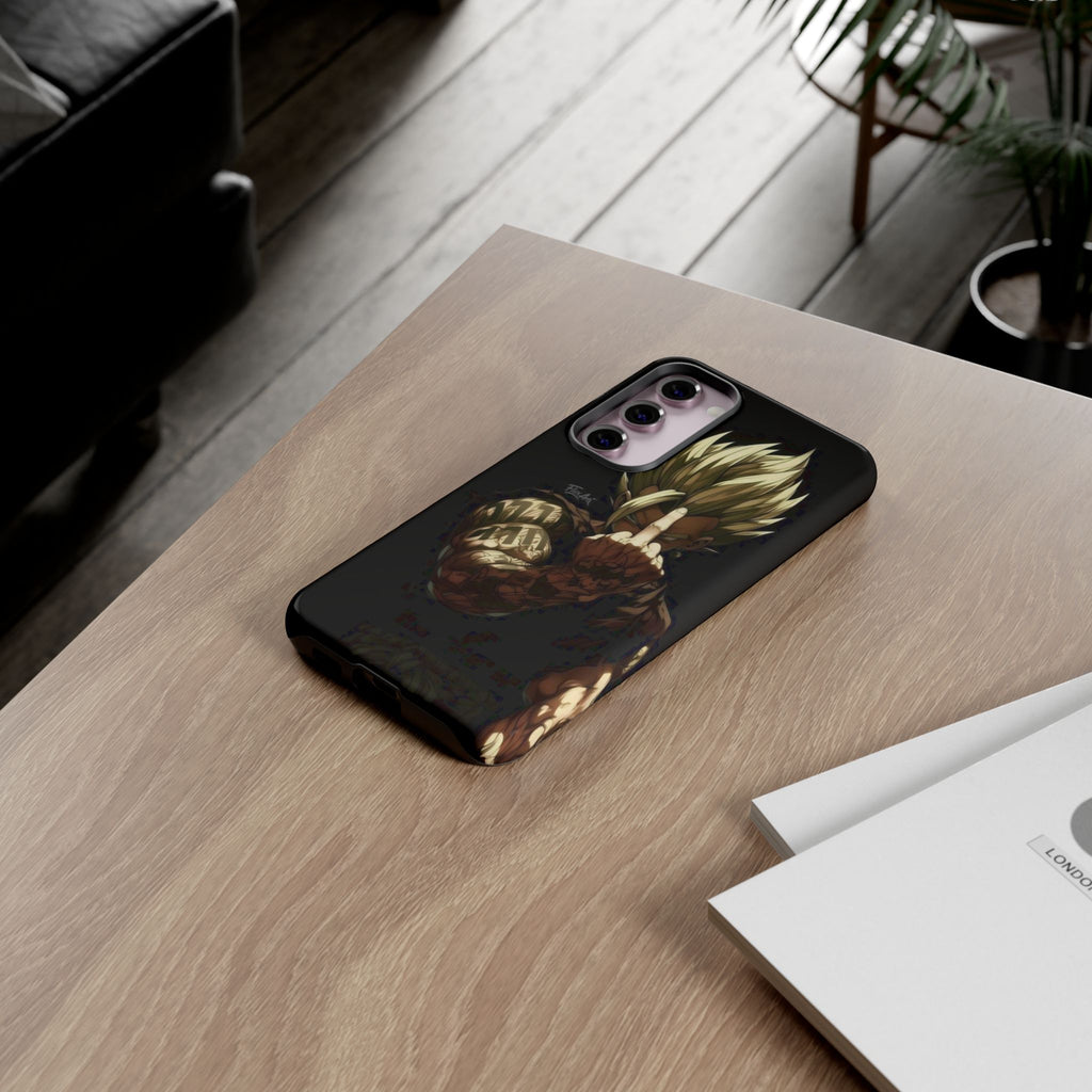Middle Finger SS Goku Dragon Ball Z Tough Cases for iPhones, Samsung, and Pixel