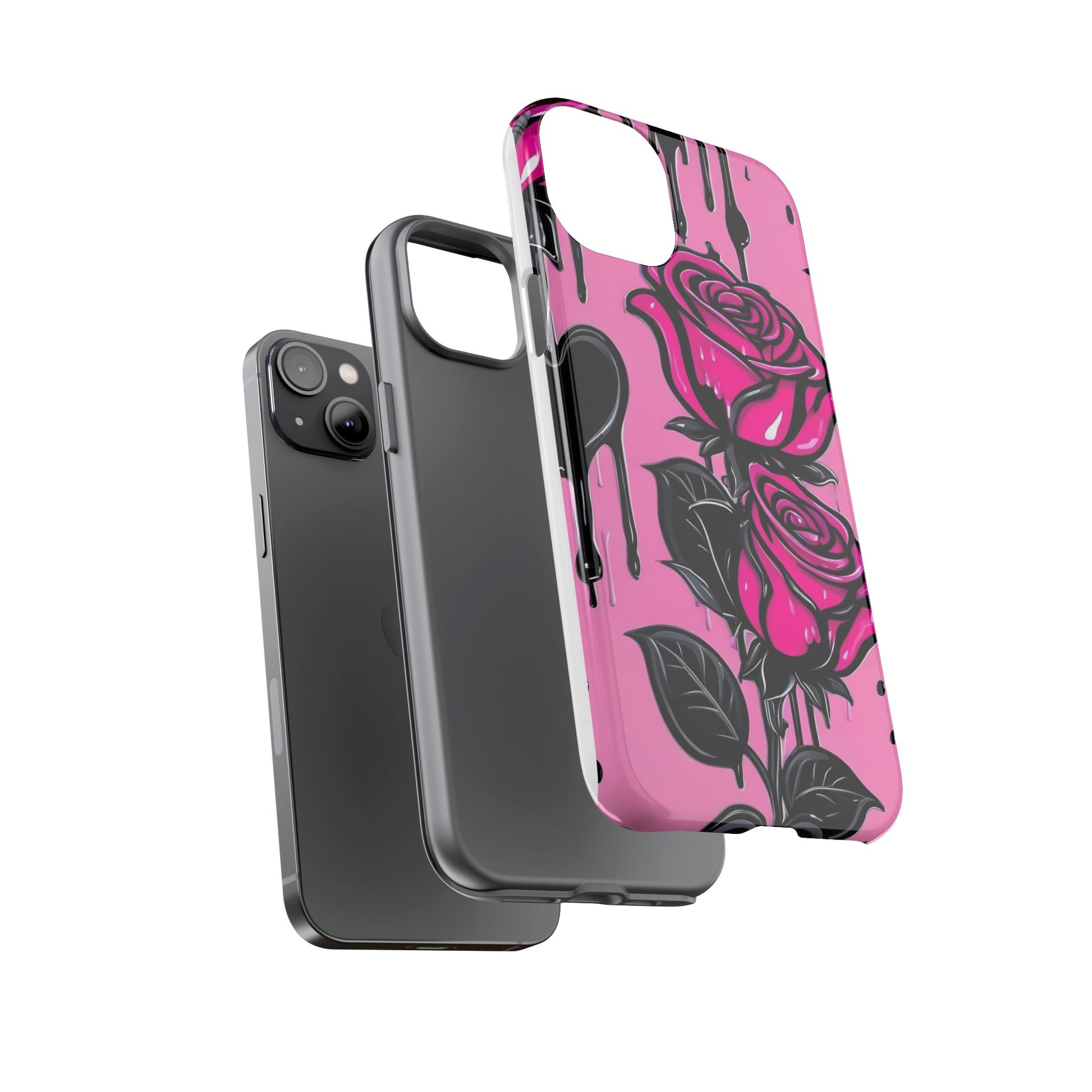 Pink Rose Tough Girly Cases for iPhones, Samsung, and Pixel