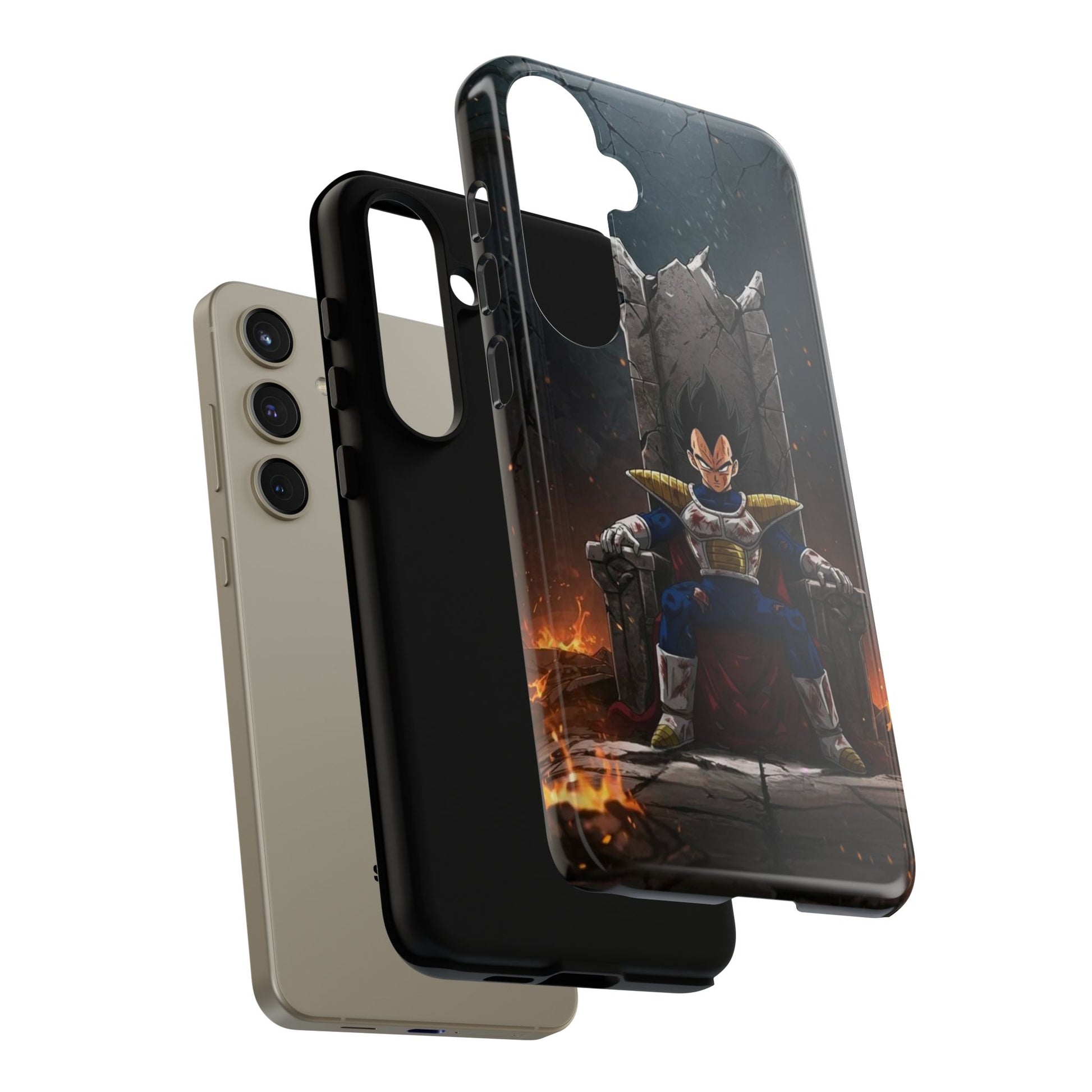 Vegeta on Throne DBZ Theme Tough Cases for iPhones, Samsung, and Pixel