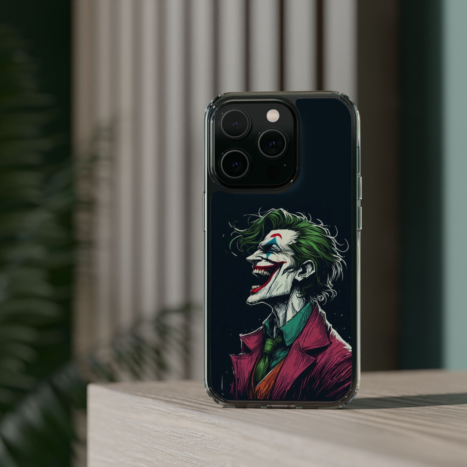 Phone Case, Comic book Inspired Design Joker Laughing, Clear Phone Cover