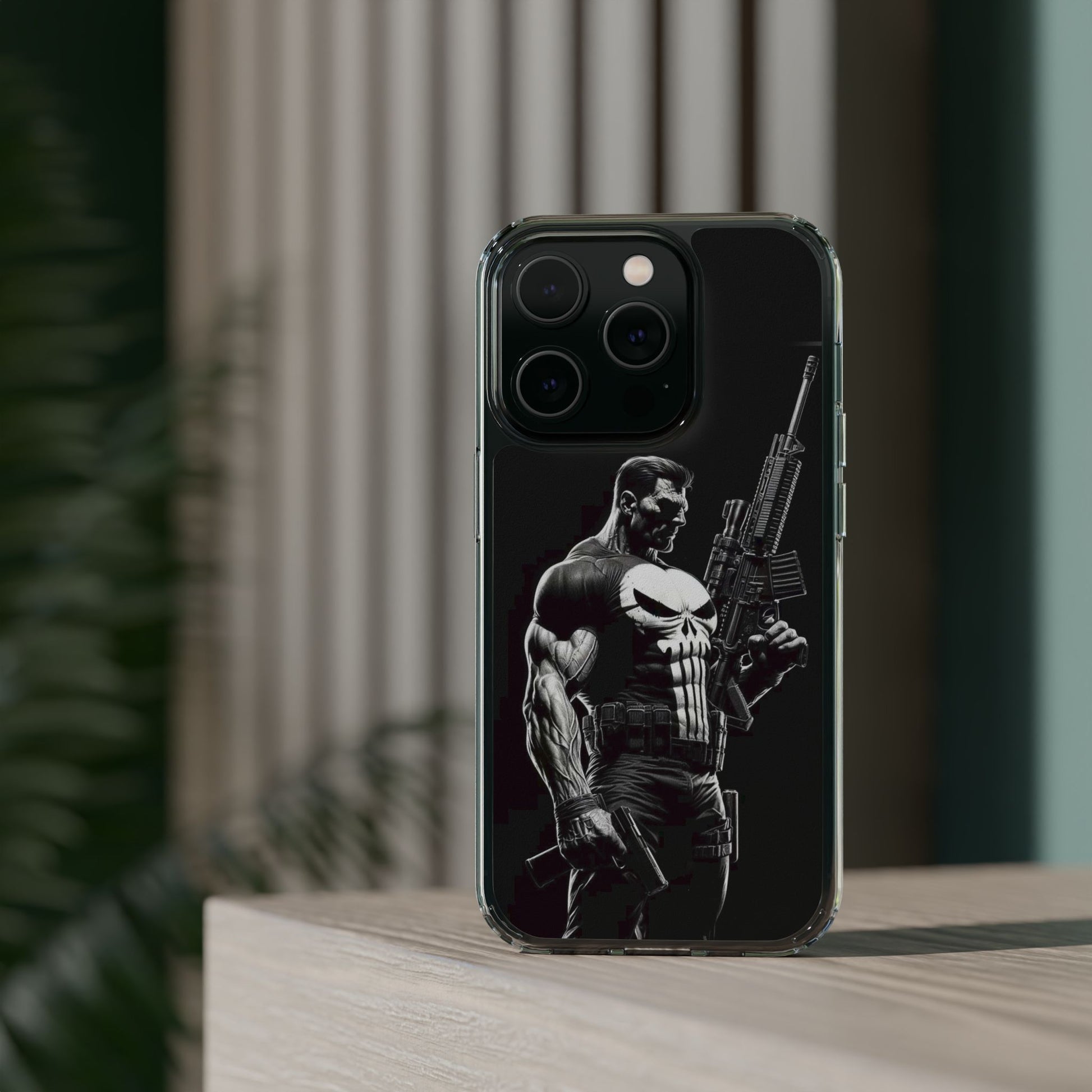 Phone Case, Comic book Inspired Design Punisher, Clear Phone Cover, Funny