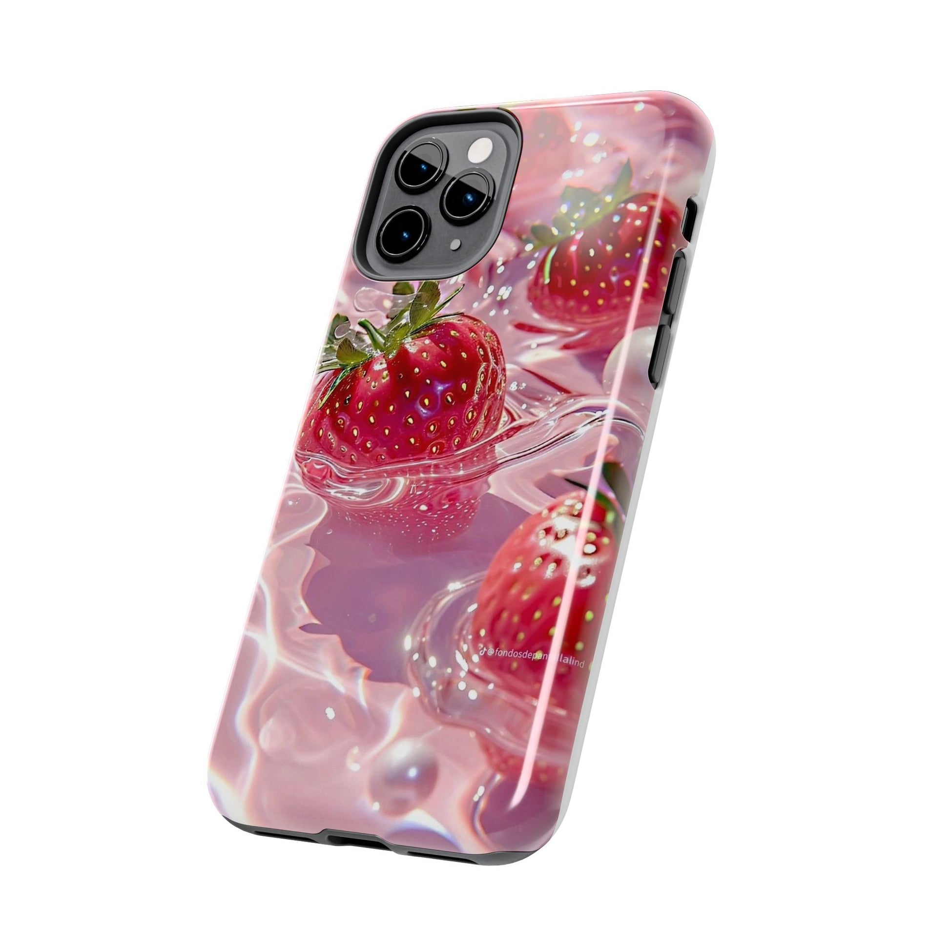 Floating Strawberries Themed Tough Phone Cases for Iphones & Samsung Phones