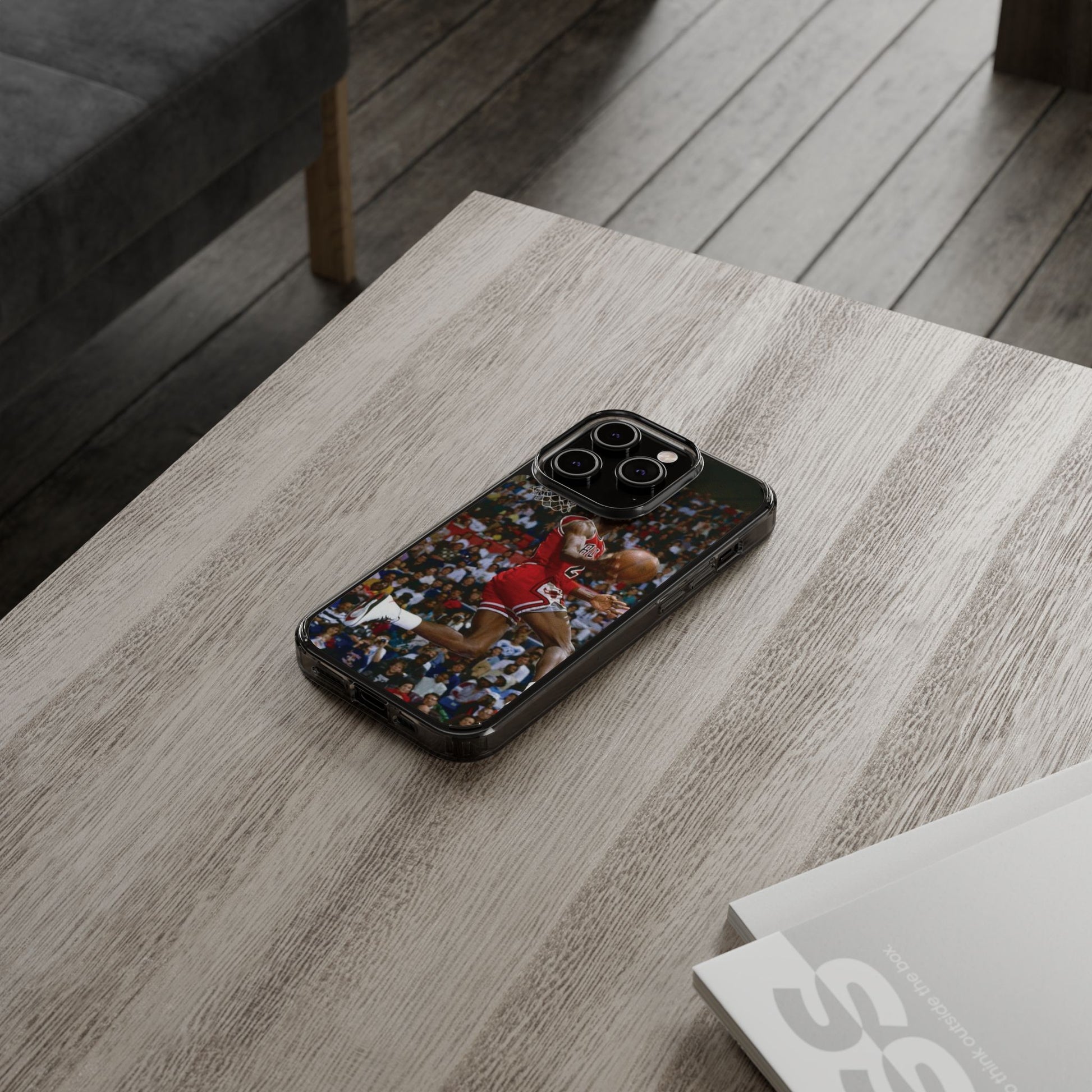Vintage Jordan Dunk themed Basketball Inspired design Clear Phone Cases