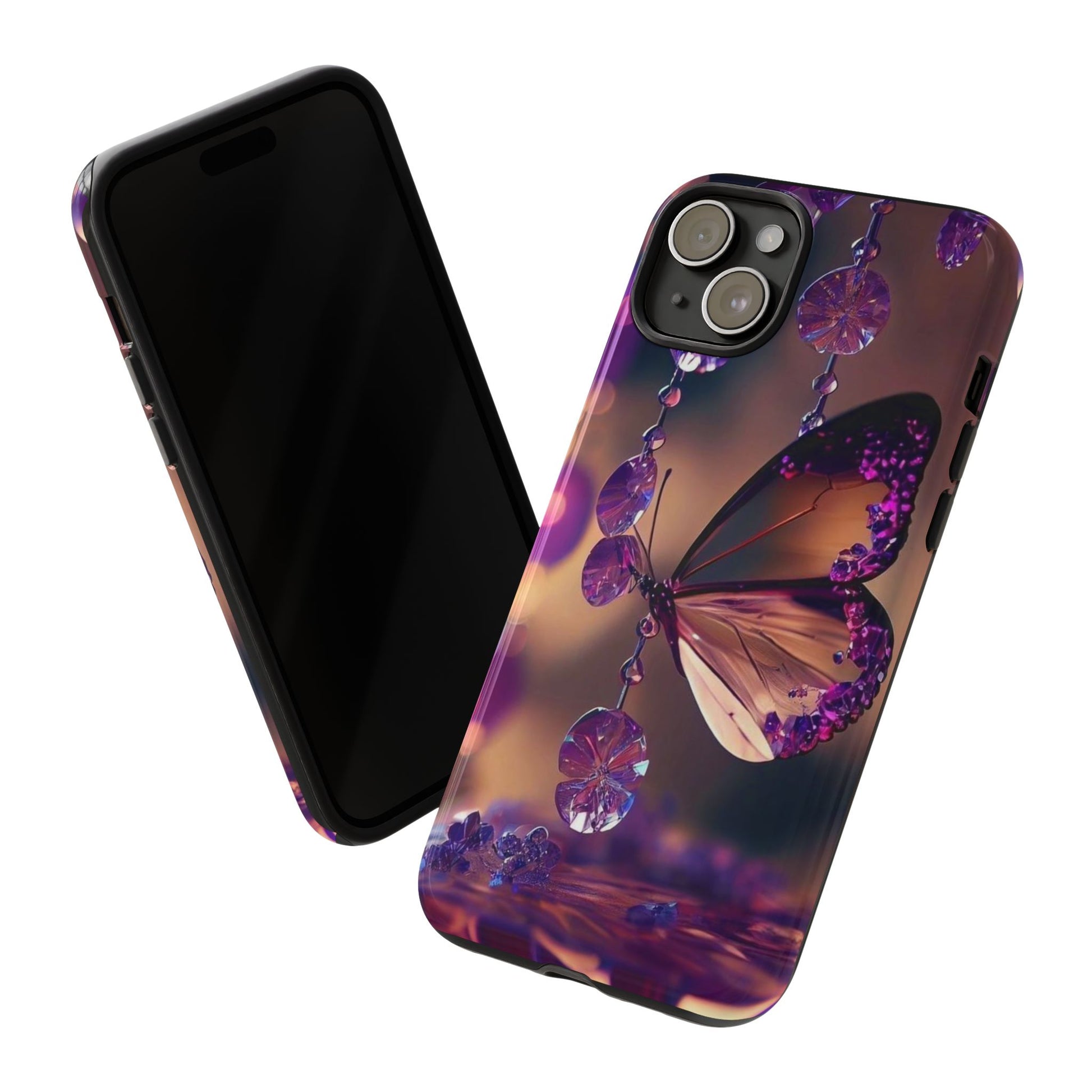 Purple Butterfly Tough Cases for iPhones, Samsung, and Pixel