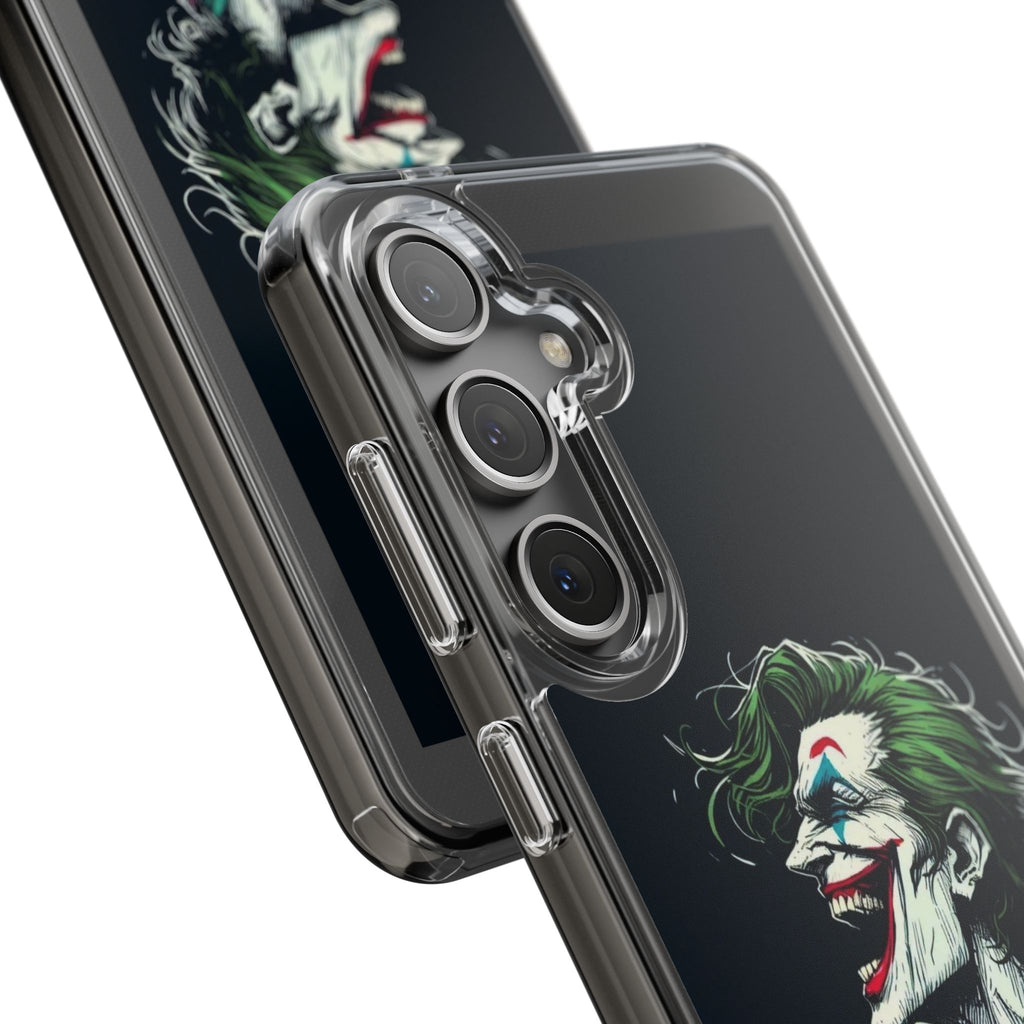 Phone Case, Comic book Inspired Design Joker Laughing, Clear Phone Cover