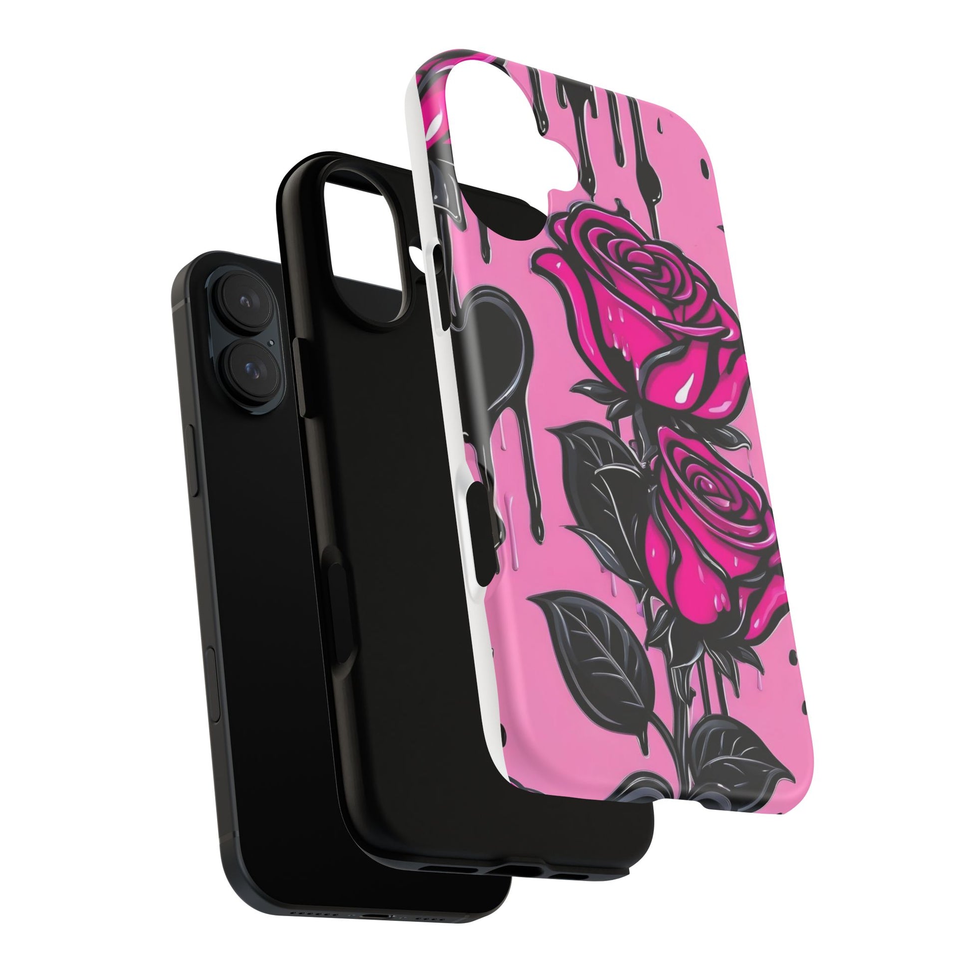 Pink Rose Tough Girly Cases for iPhones, Samsung, and Pixel