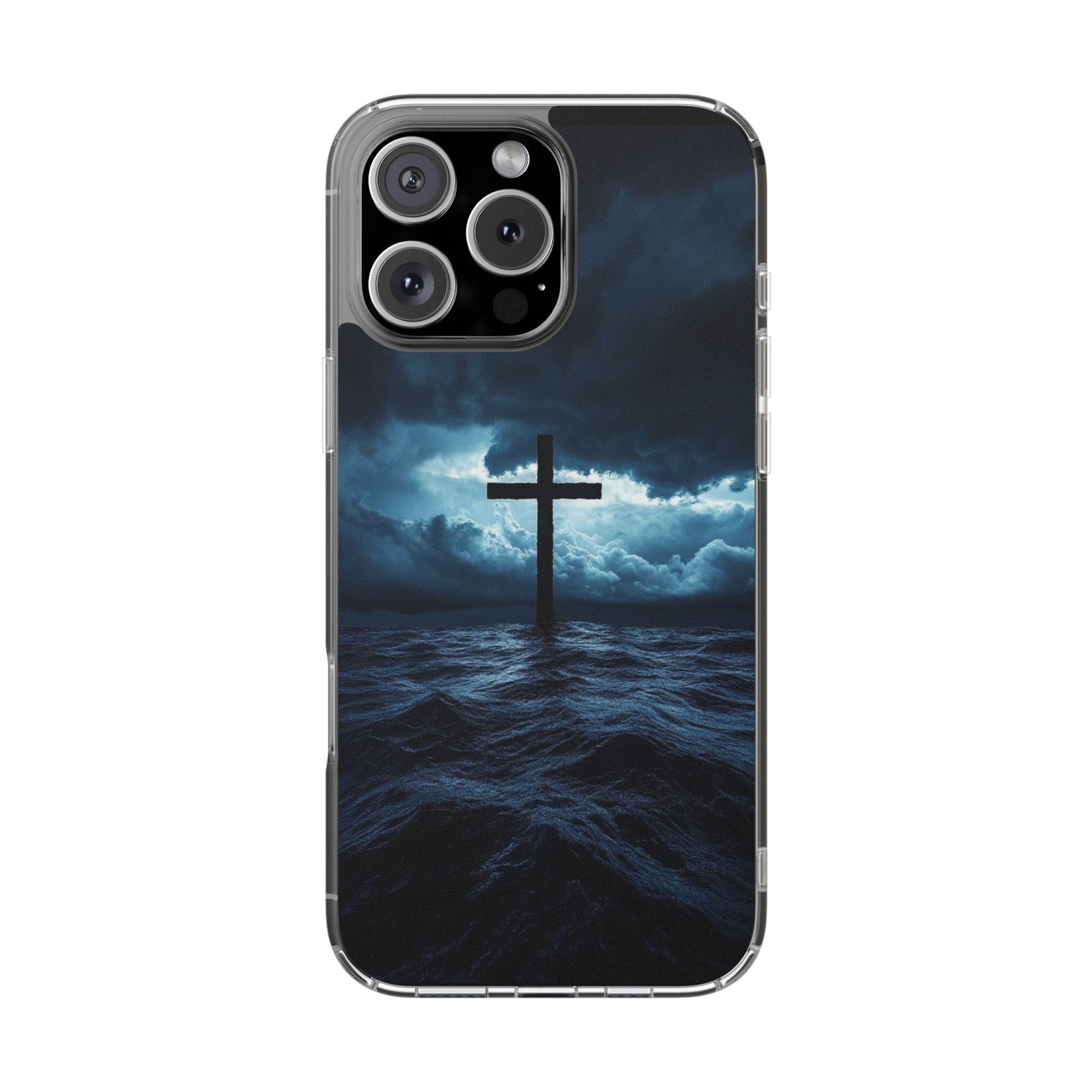Christian Cross Storm Clear Case - Religious iPhone Samsung Cover, Faith Phone