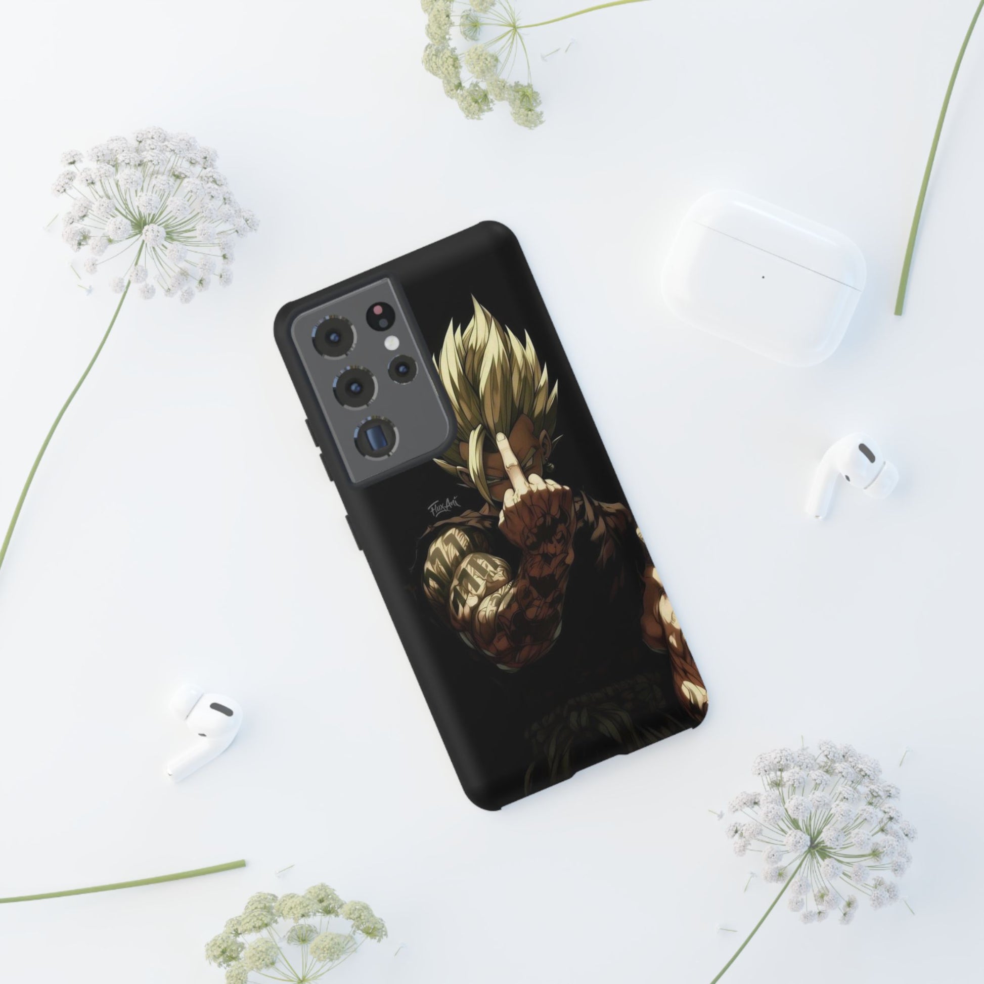 Middle Finger SS Goku Dragon Ball Z Tough Cases for iPhones, Samsung, and Pixel