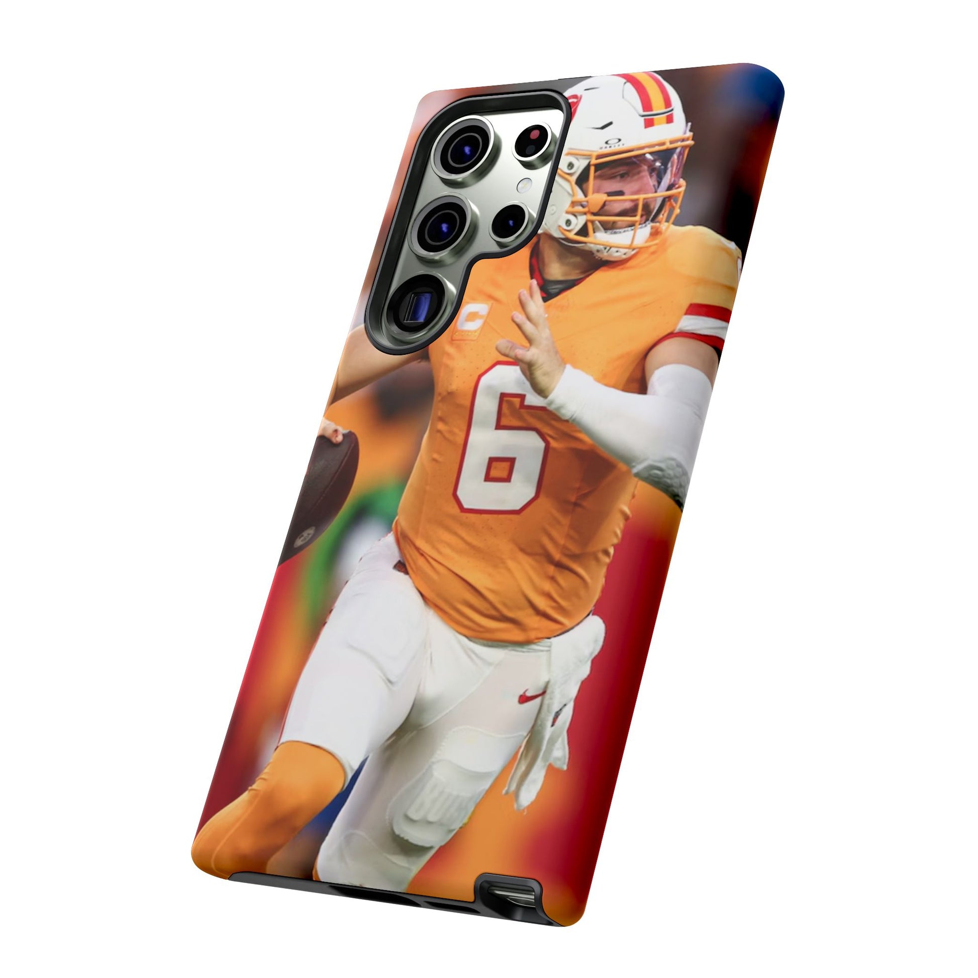 Tampa Bay Buccaneers Baker Mayfield Football Tough Cases for iPhones, Samsung, and Pixel