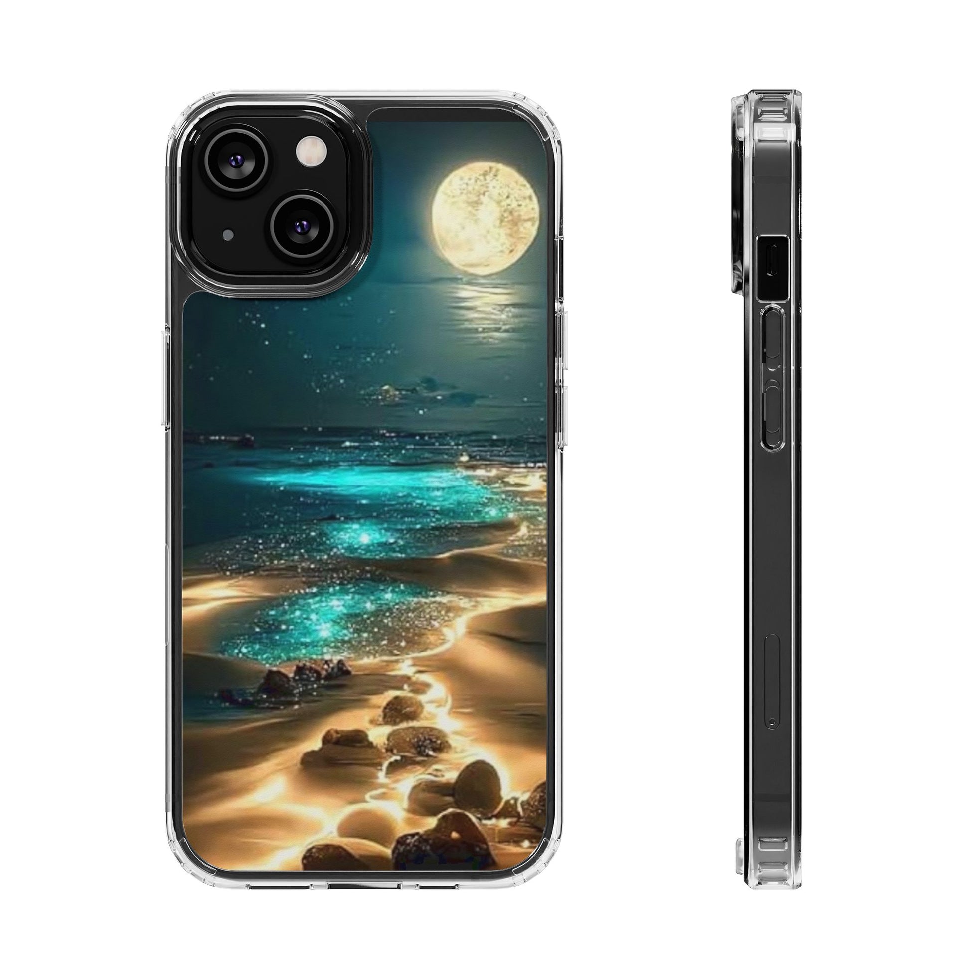 Neon Moonlight on the Beach Iphone, Samsung case