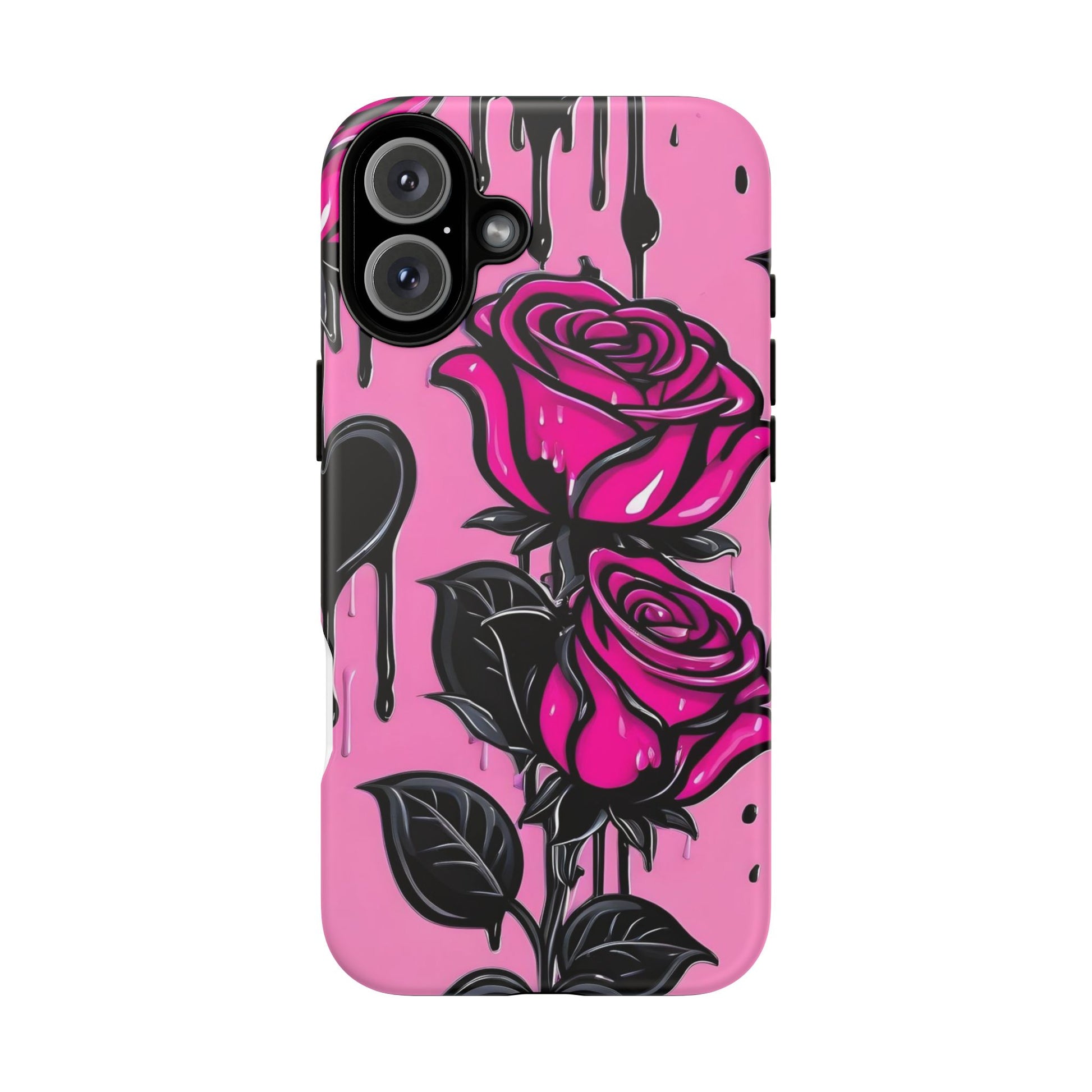 Pink Rose Tough Girly Cases for iPhones, Samsung, and Pixel