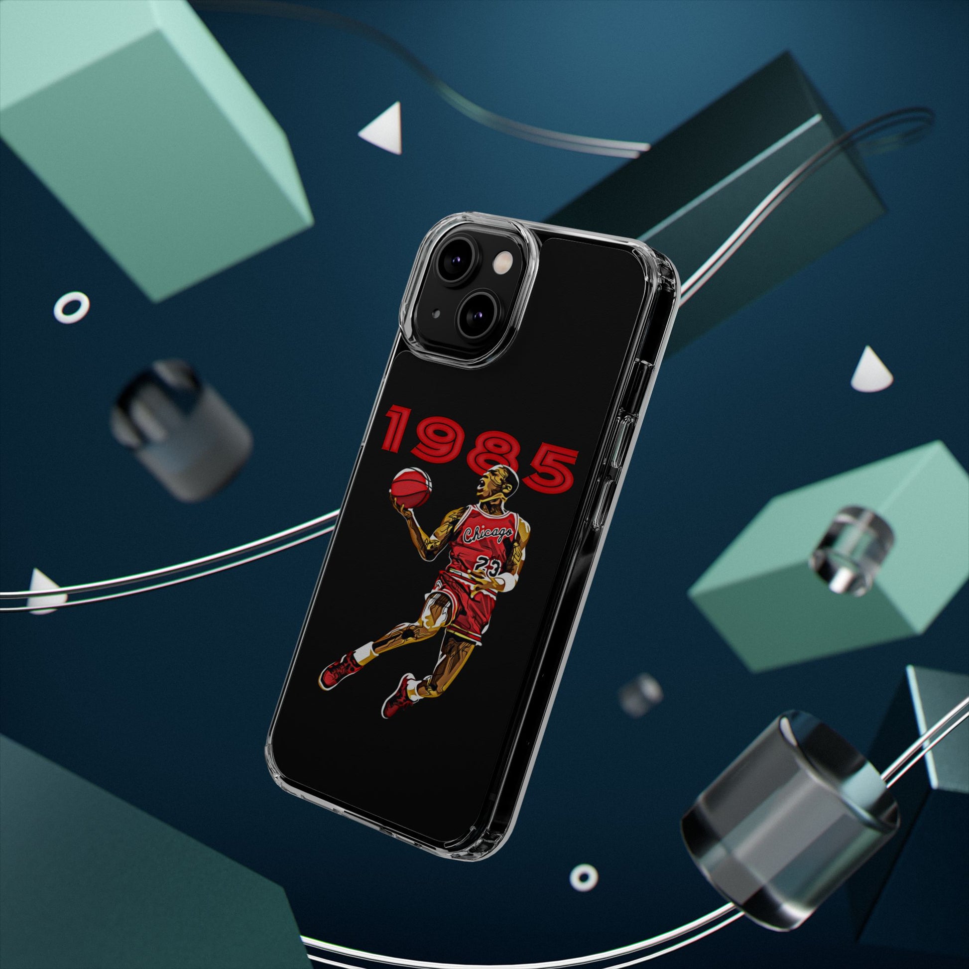 1985 Jordan Slam Dunk themed Basketball Inspired design Clear Phone Cases