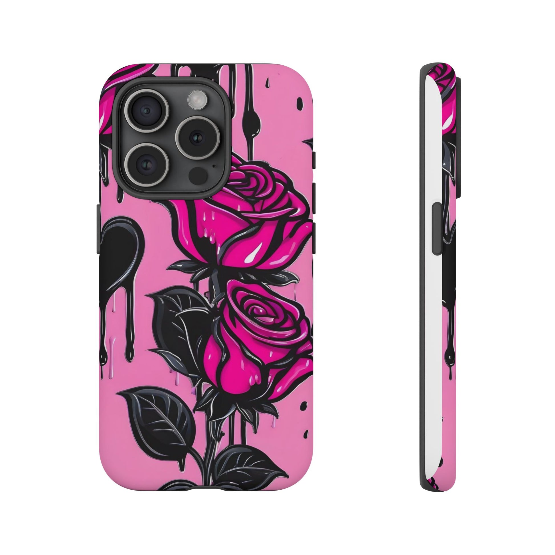 Pink Rose Tough Girly Cases for iPhones, Samsung, and Pixel