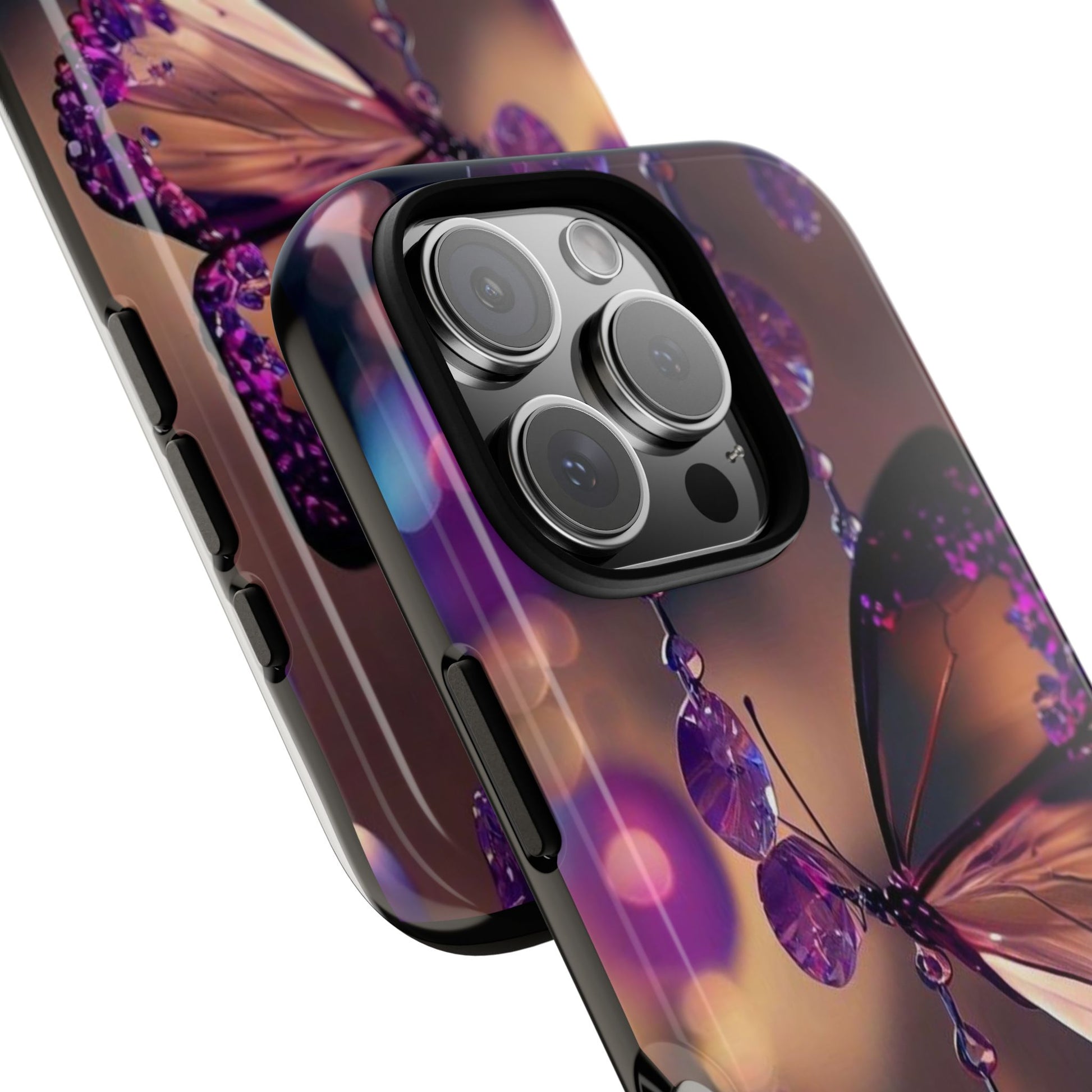 Purple Butterfly Tough Cases for iPhones, Samsung, and Pixel