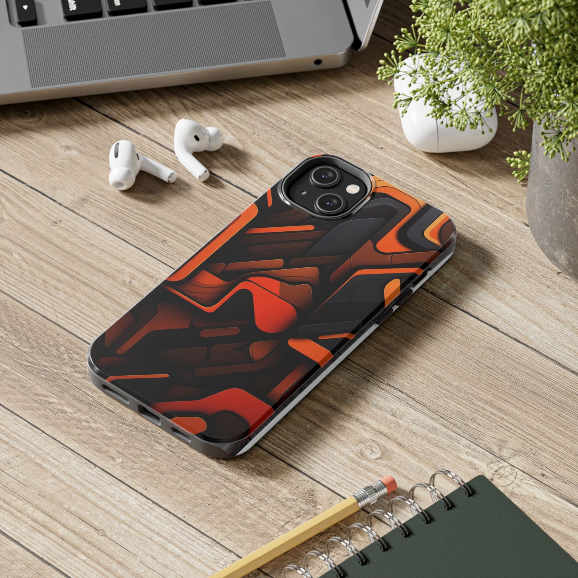 Orange Abstract Art Design Phone Case for Select iPhones & Samsung Galaxy Phones
