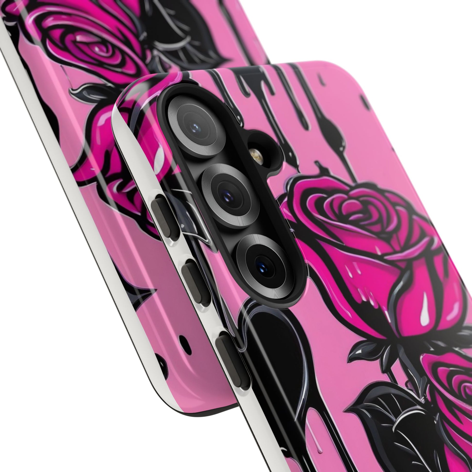 Pink Rose Tough Girly Cases for iPhones, Samsung, and Pixel