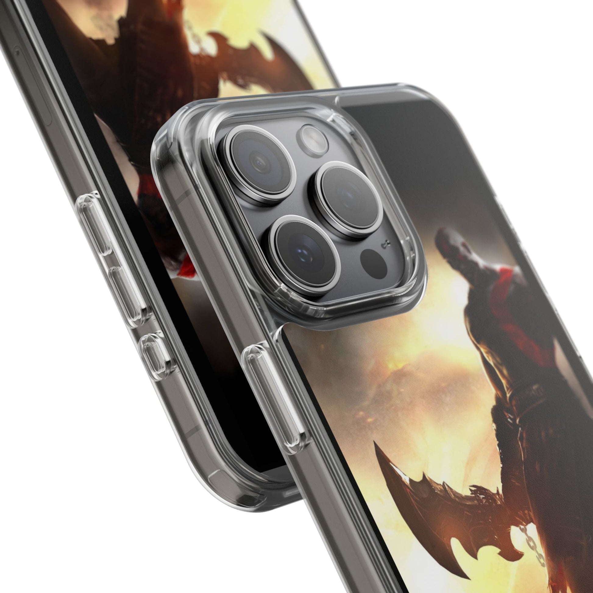 Phone Case, Gaming Inspired War God Clear Case for Gamers, PS4 Fans,