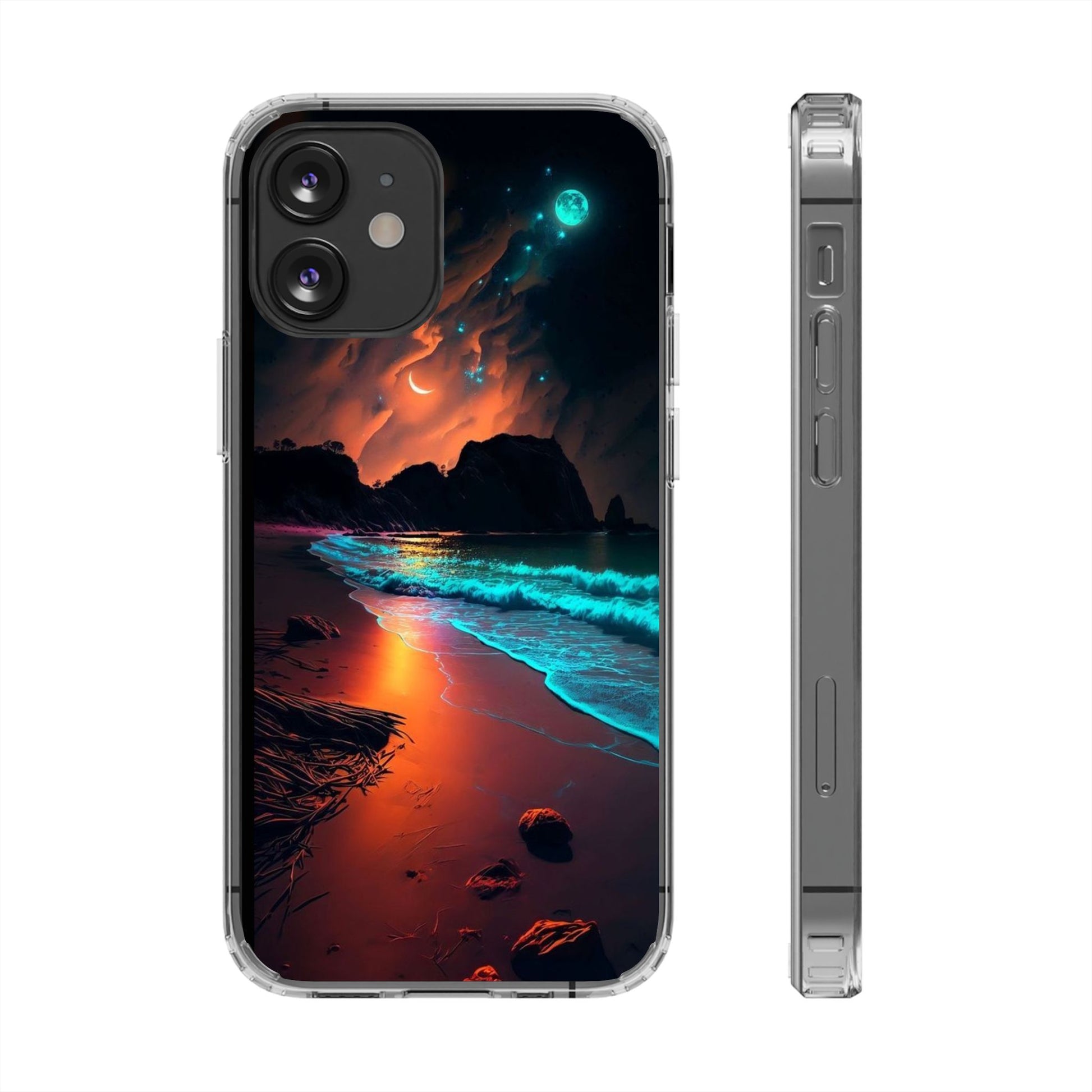 Phone Case, Neon Beach Theme, Iphone Samsung Cover, Clear Phone Cover, Summer